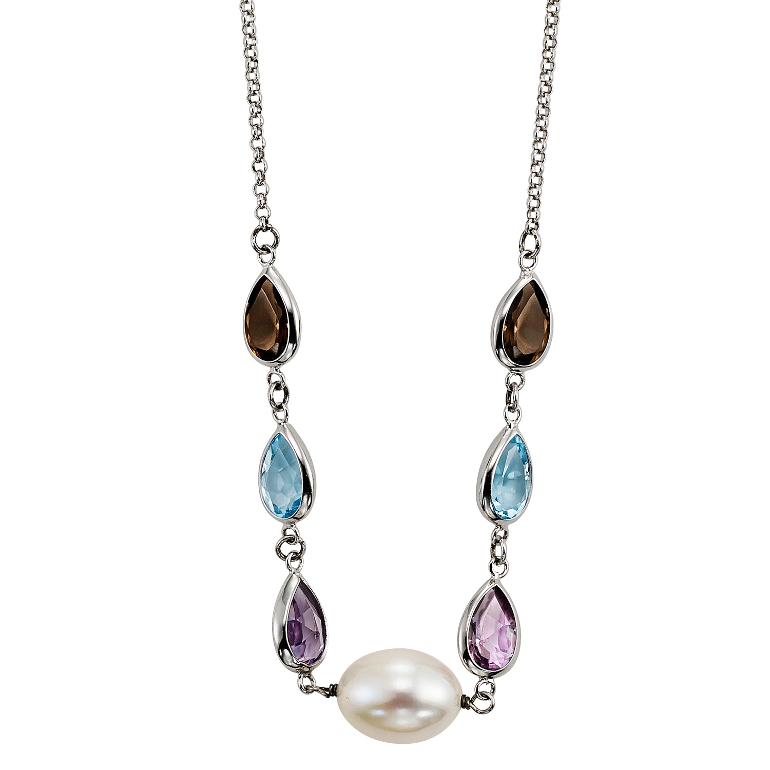 Silver Mix Colorstone Necklace