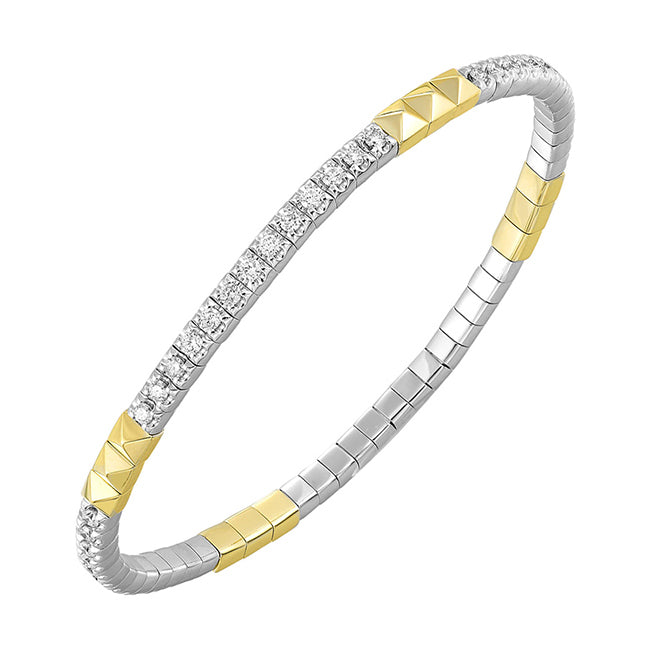 14Kt White Yellow Gold Diamond 1 1/2Ctw Bangle