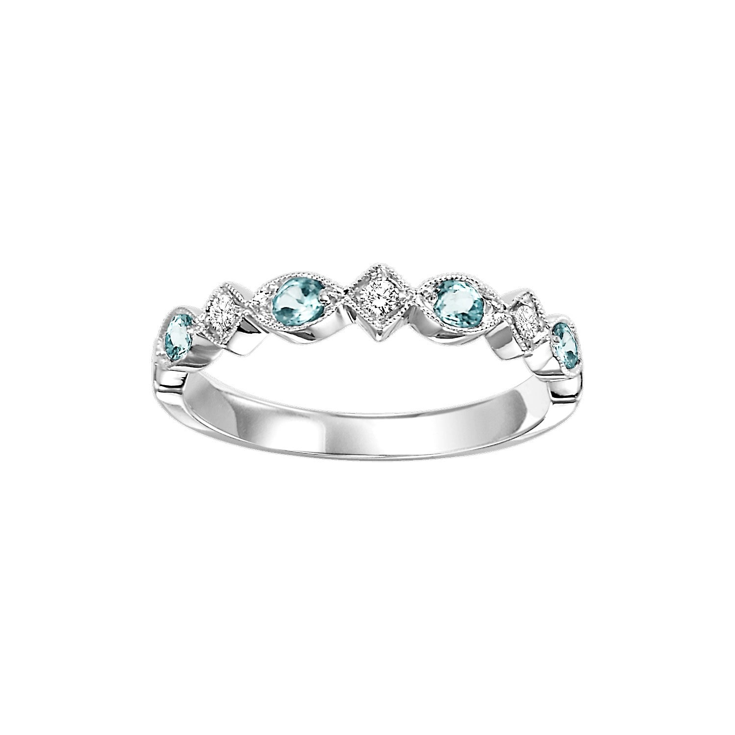 10Kt White Gold Diamond 1/20Ctw & Blue Topaz 1/6Ctw Ring