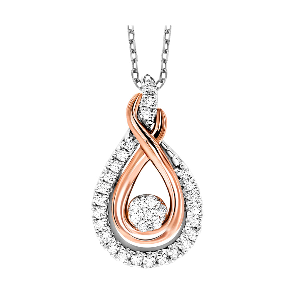 Gold Silver White Rose Diamond 1/6Ctw Pendant
