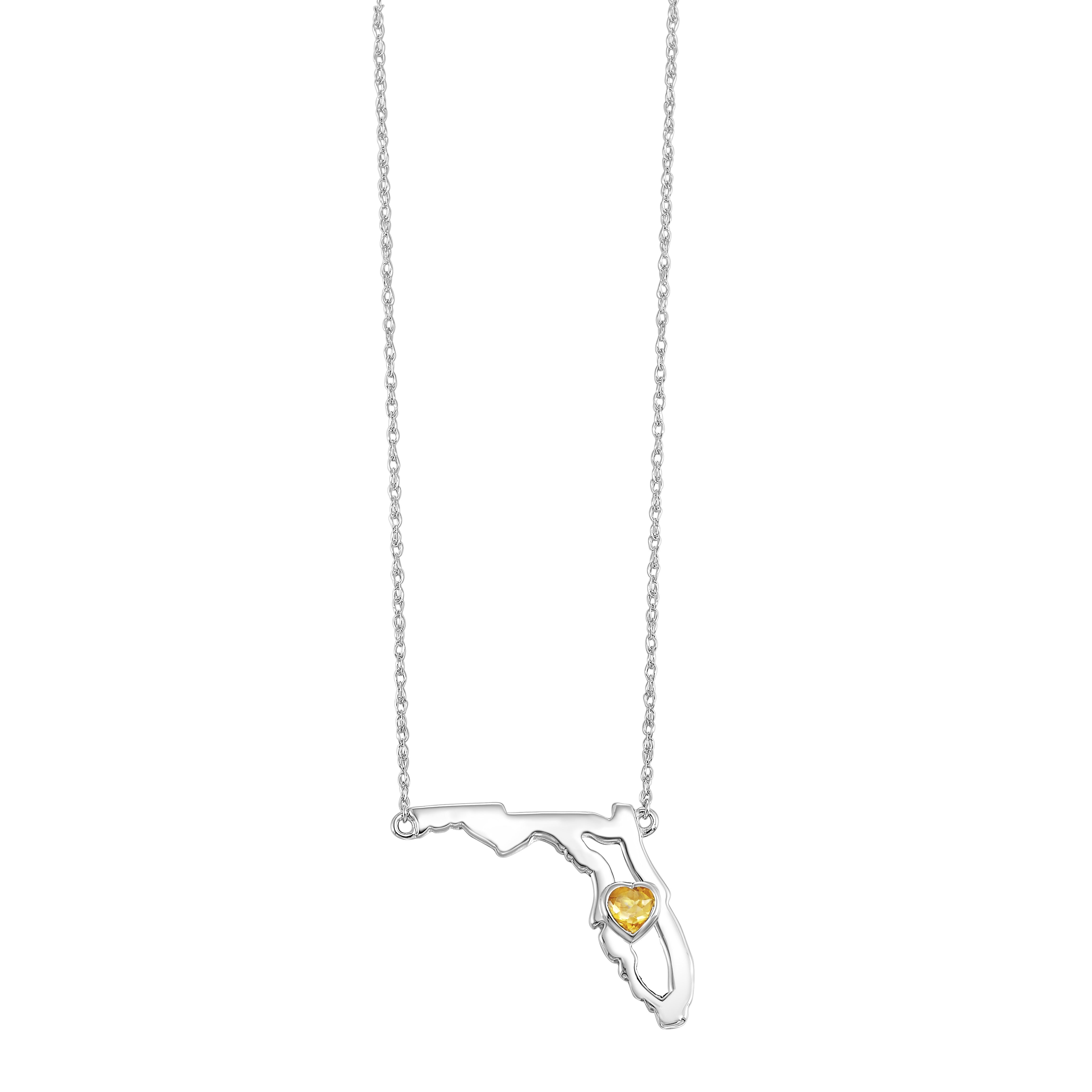 14Kt White Gold Citrine 1/7Ctw Pendant
