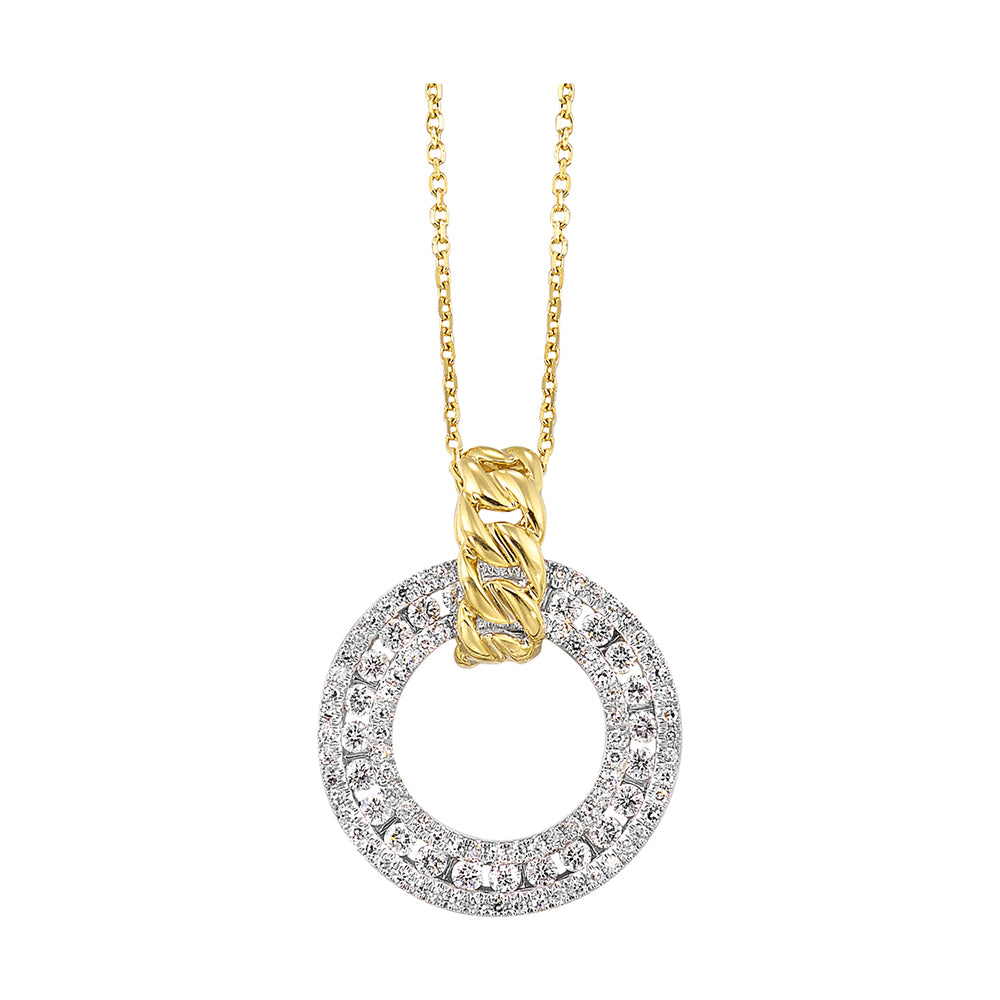 14Kt White Yellow Gold Diamond 1/2Ctw Pendant