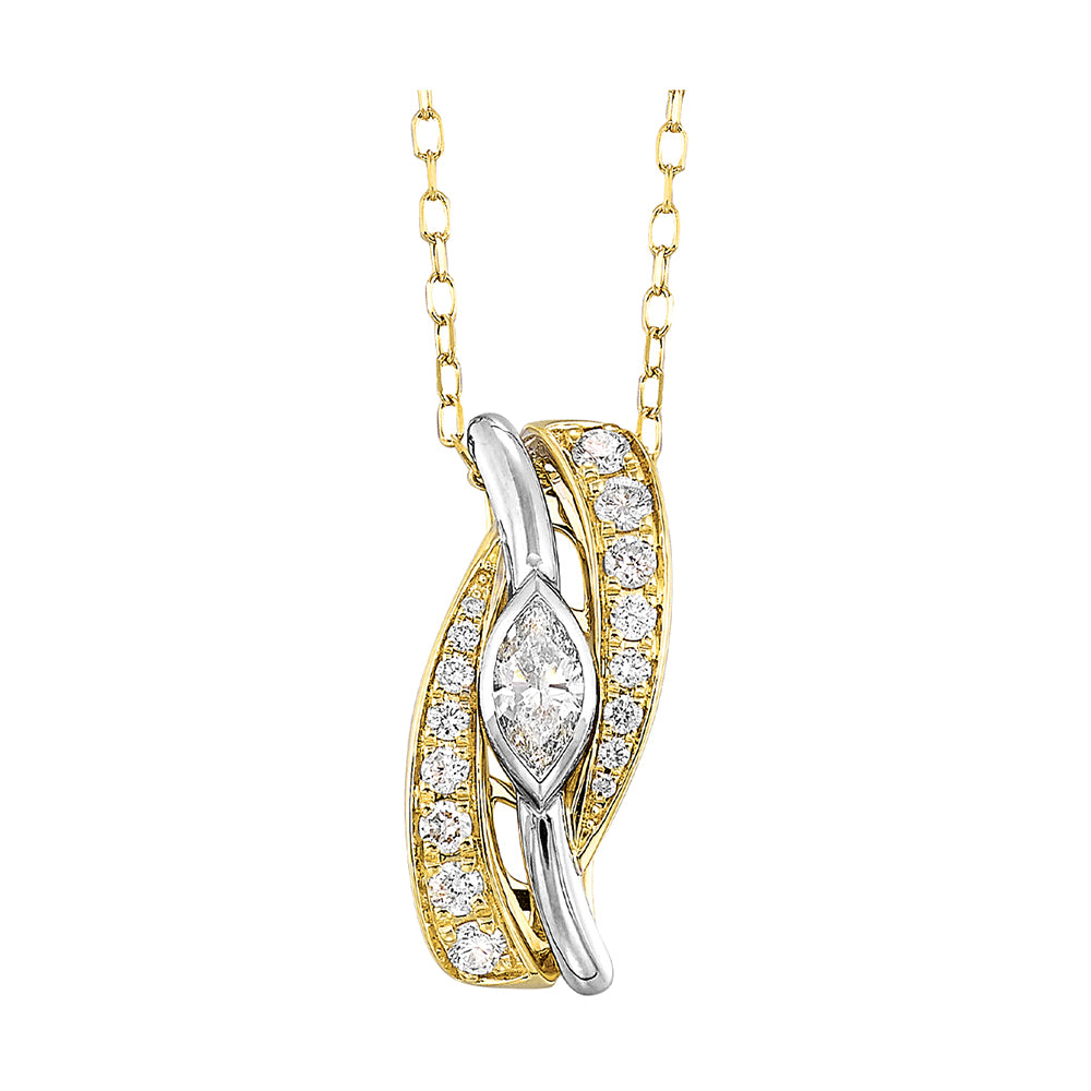 14Kt White Yellow Gold Diamond 1/2Ctw Pendant