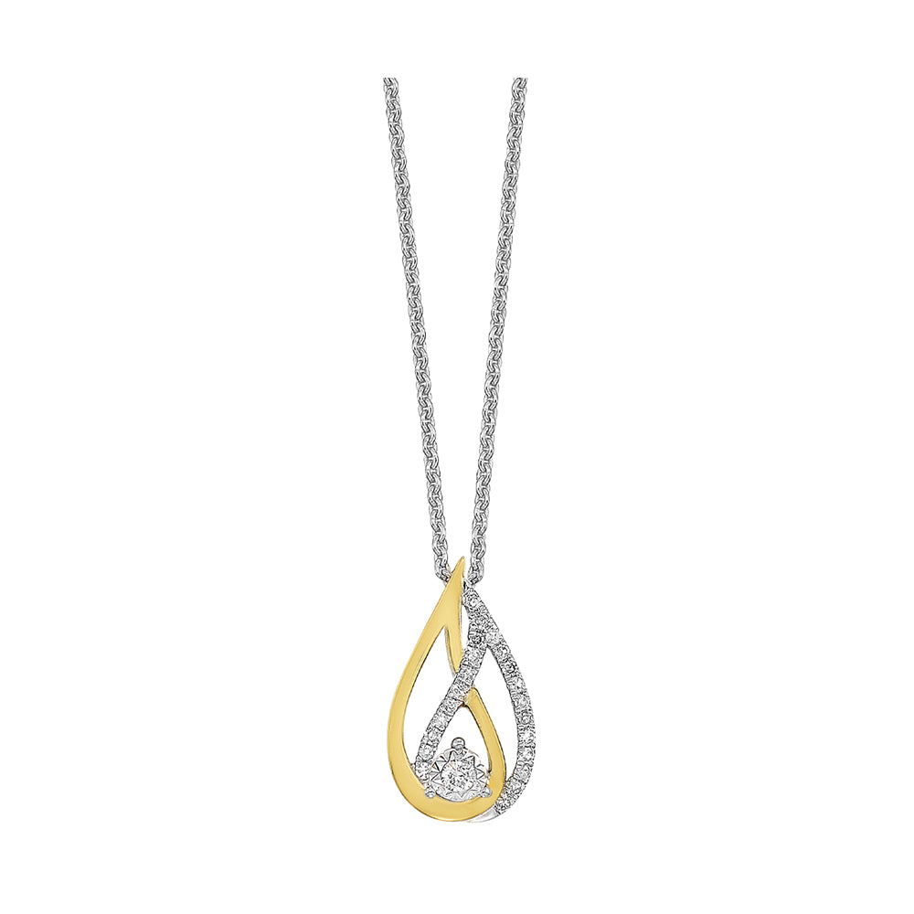 Gold Silver White Yellow Diamond 1/8Ctw Pendant