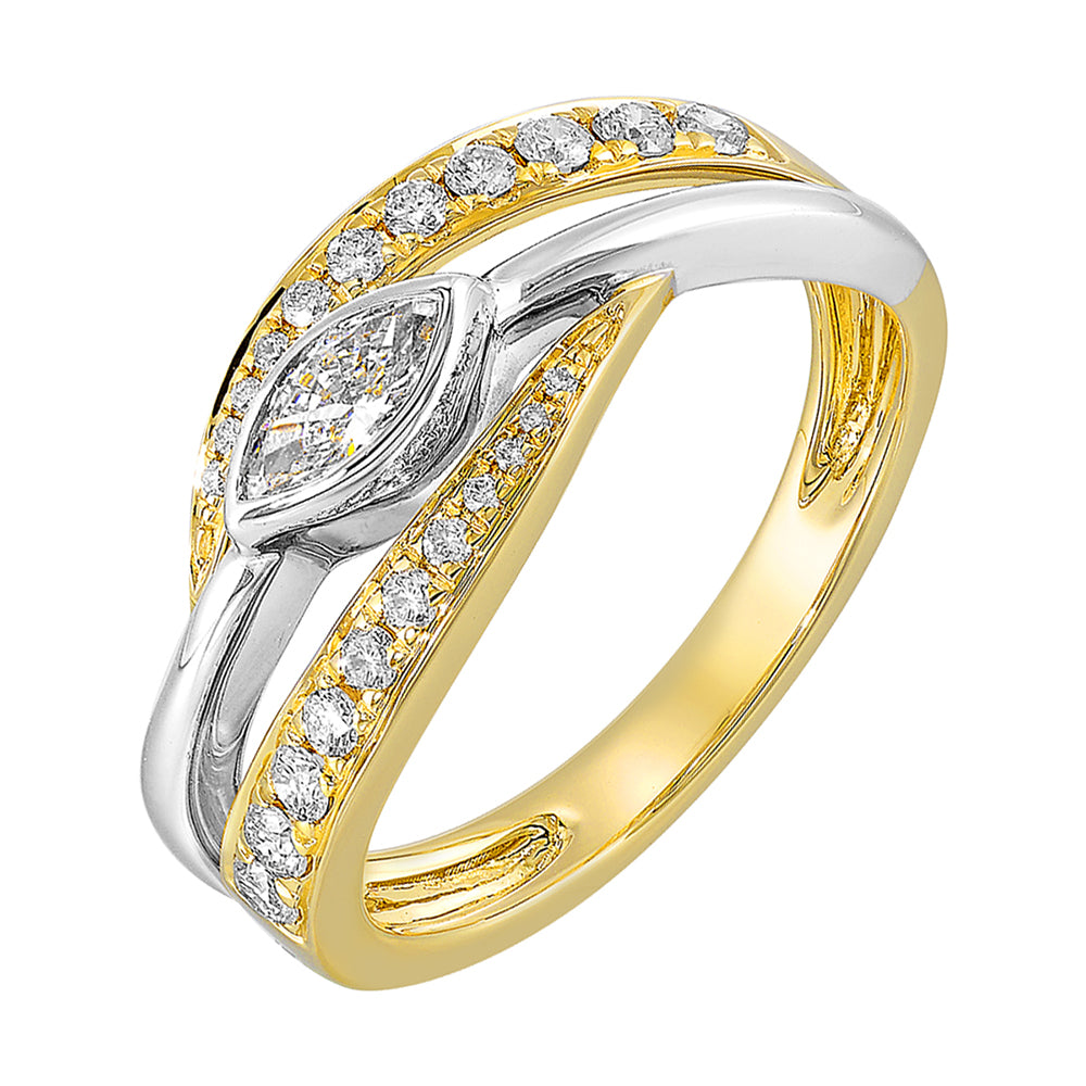14Kt White Yellow Gold Diamond 1/2Ctw Ring