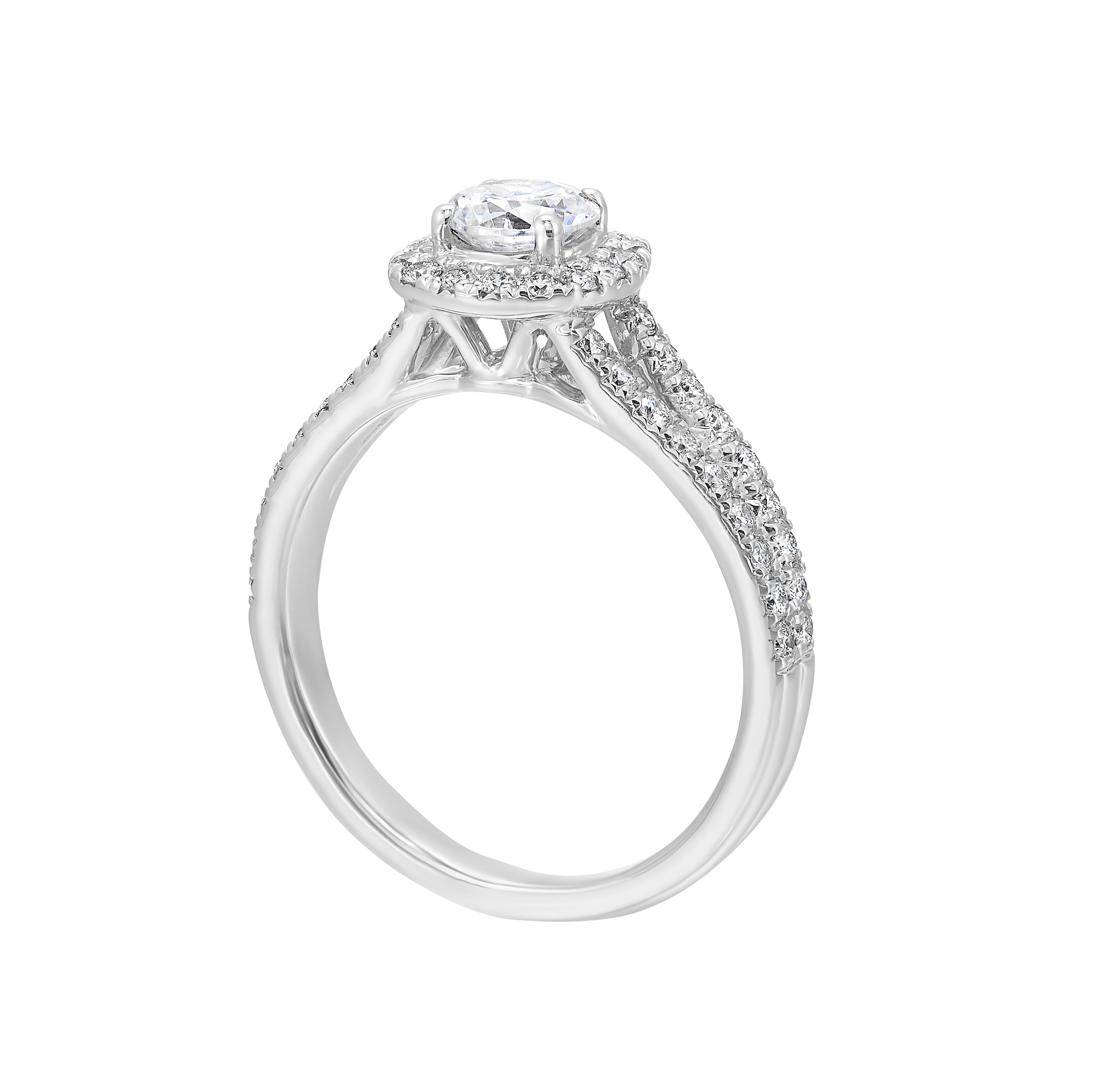 14Kt White Semi Mount 1/2Ctw For 1Ctw Round Center