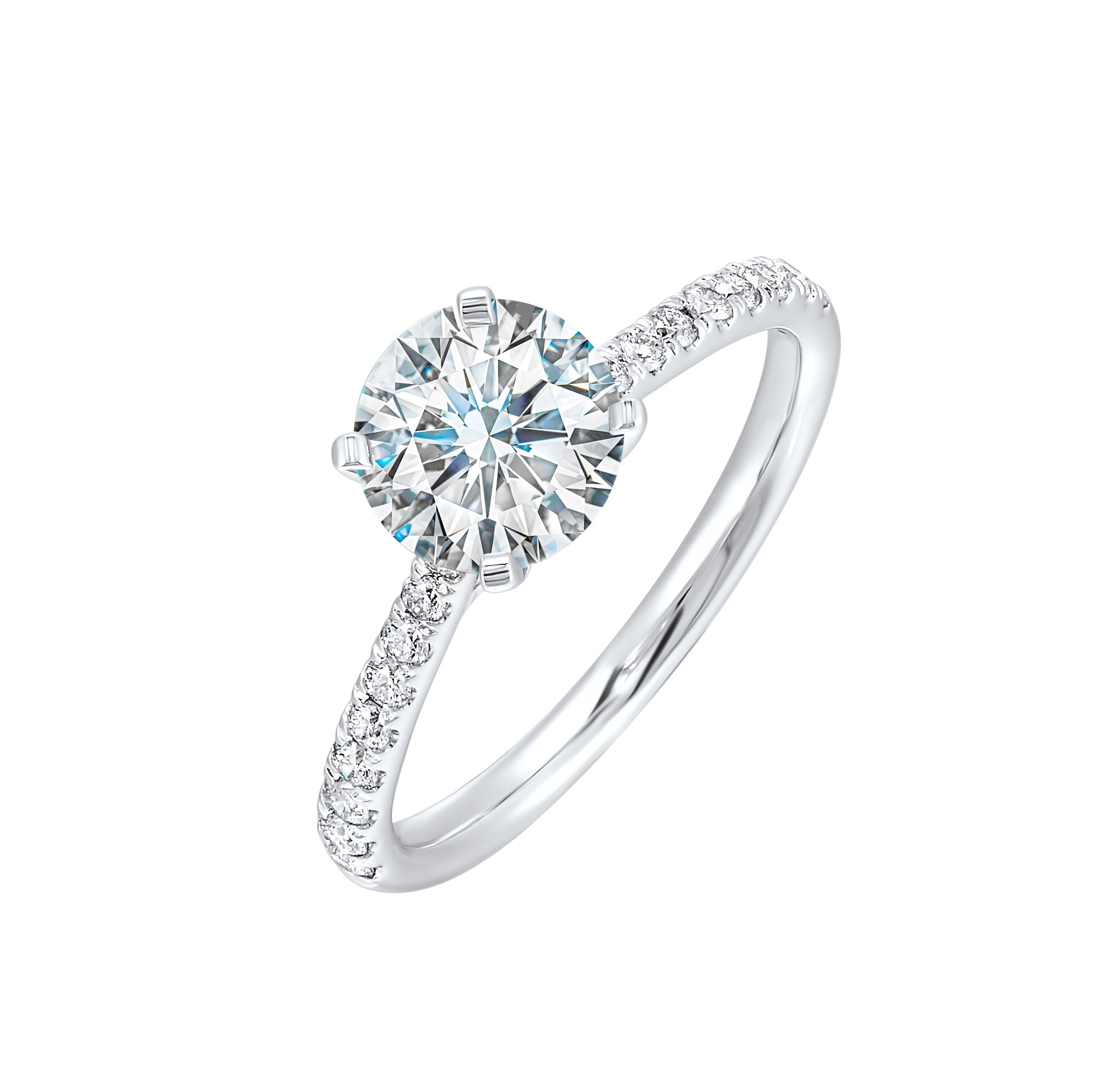 14Kt White Semi Mount 1/4Ctw For 1Ctw Round Center