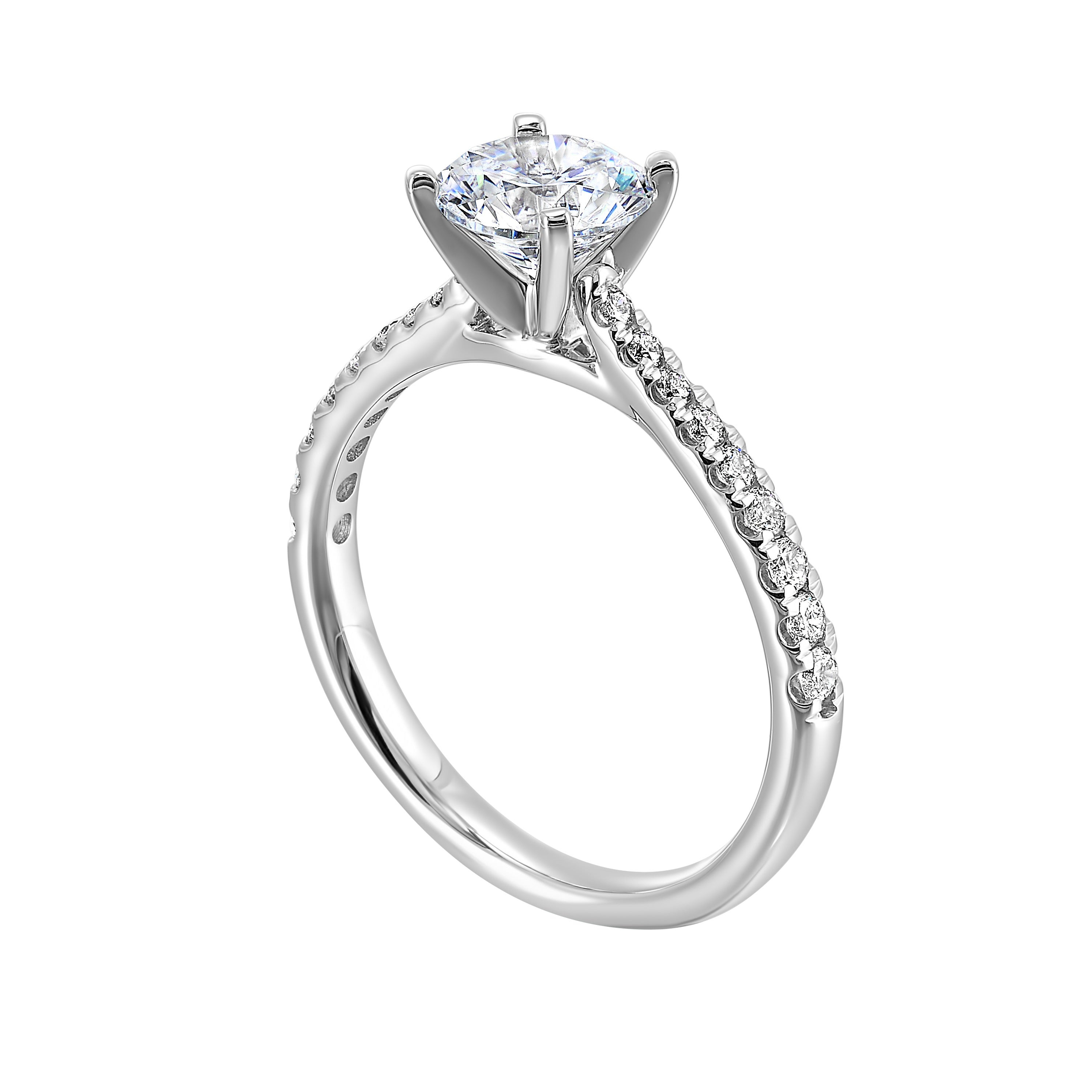 14Kt White Semi Mount 1/4Ctw For 1Ctw Round Center