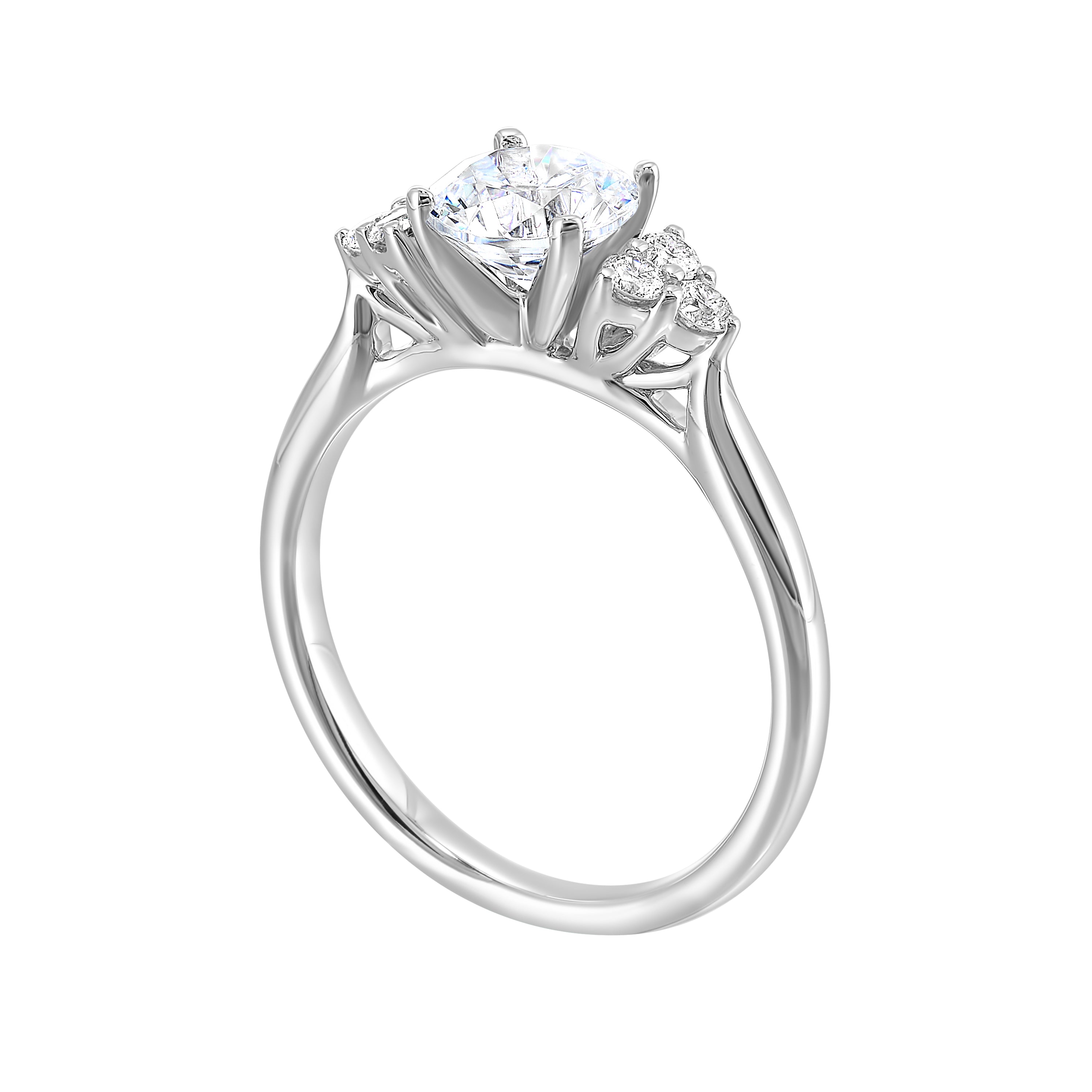 14Kt White Semi Mount 1/5Ctw For 1Ctw Round Center