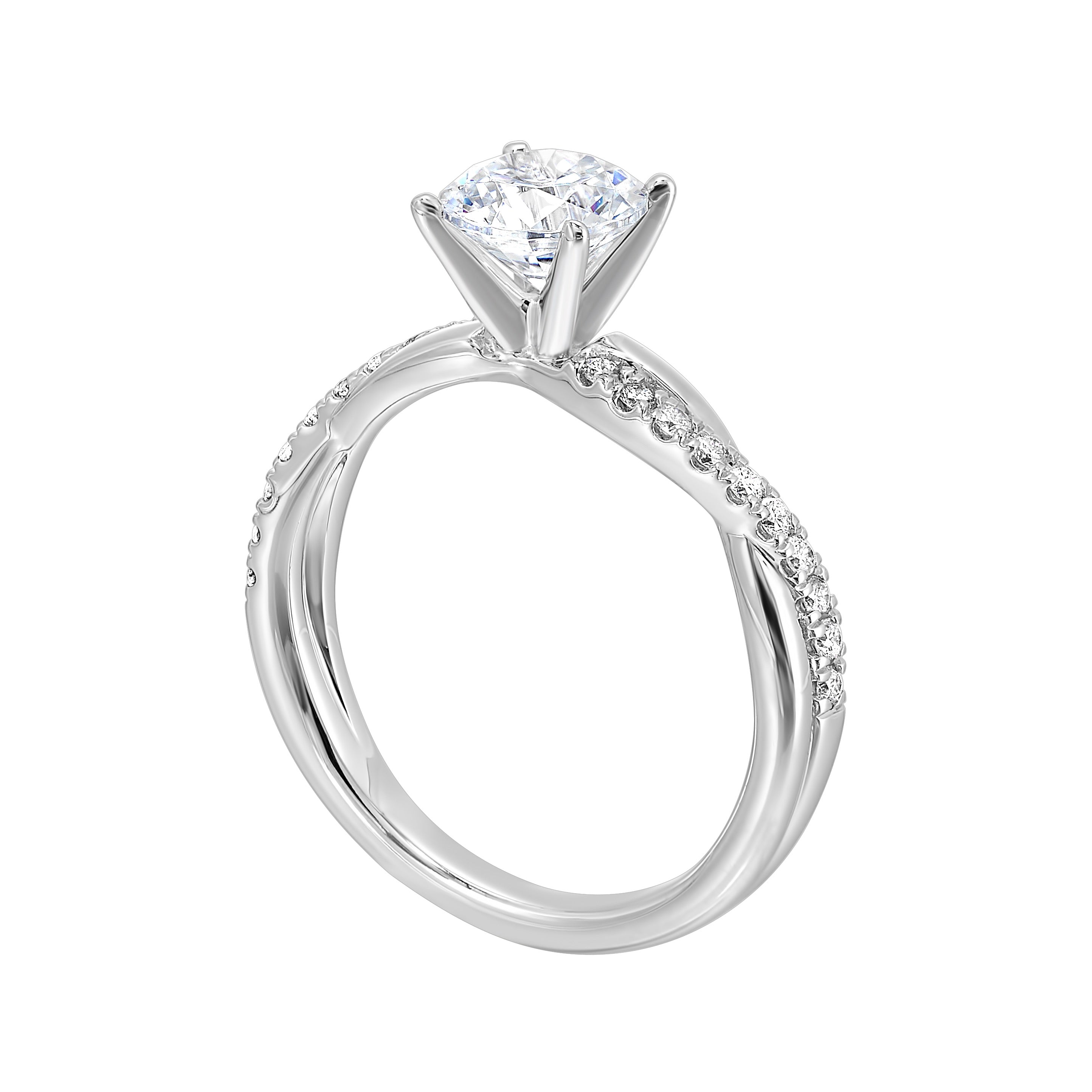 14Kt White Semi Mount 1/5Ctw For 1Ctw Round Center