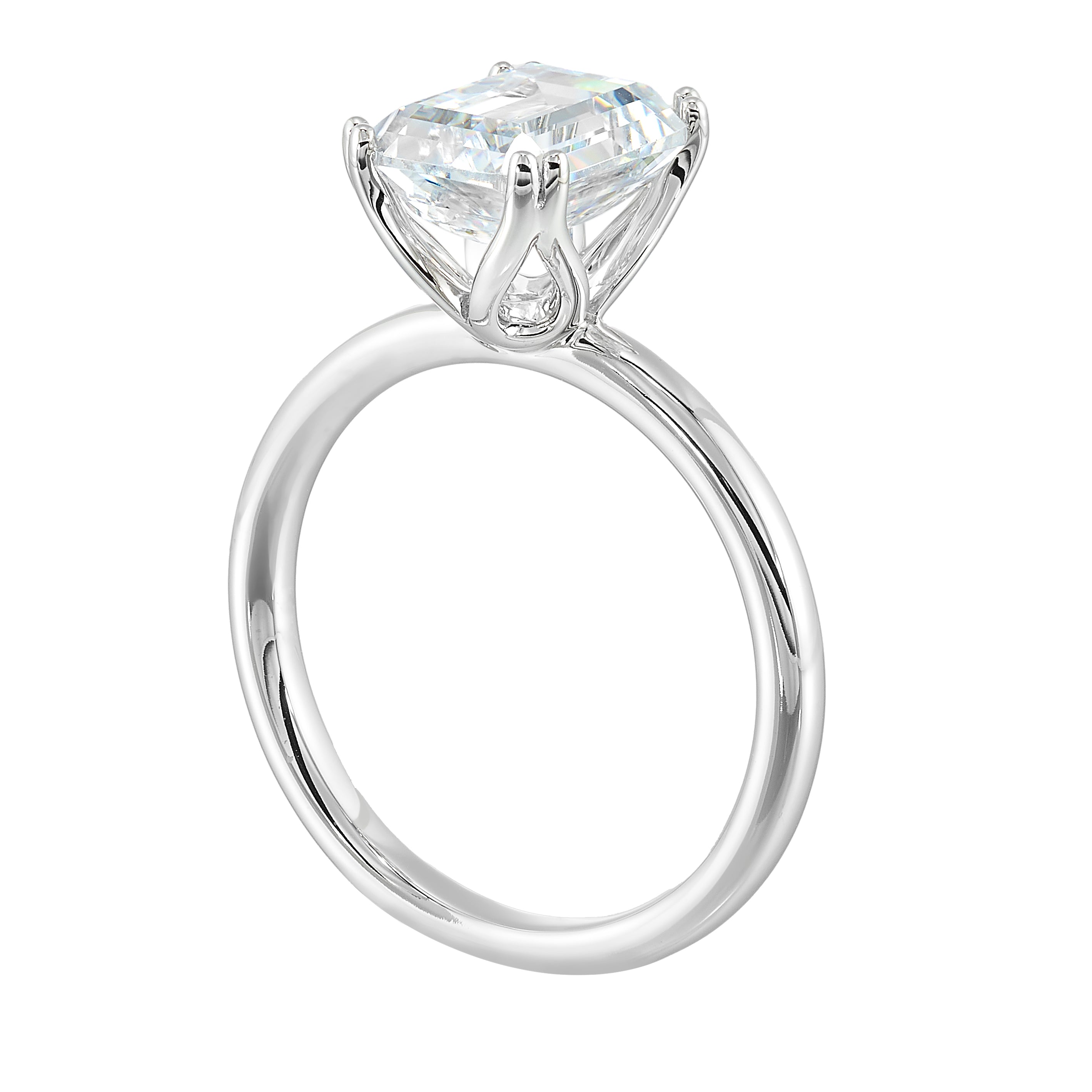 14Kt White Semi Mount For 2Ctw Emerald Cut Center