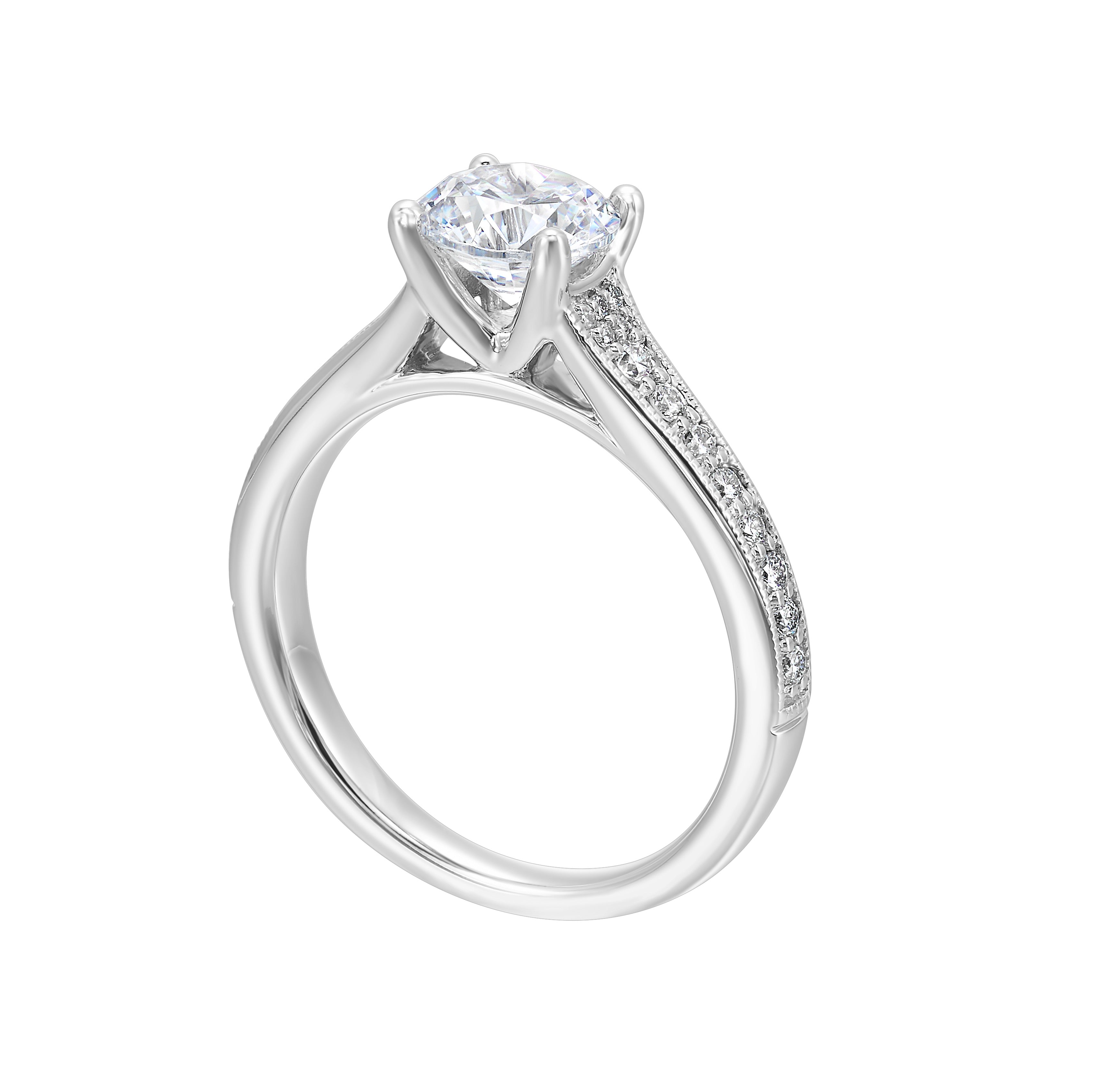 14Kt White Semi Mount 1/5Ctw For 1Ctw Round Center