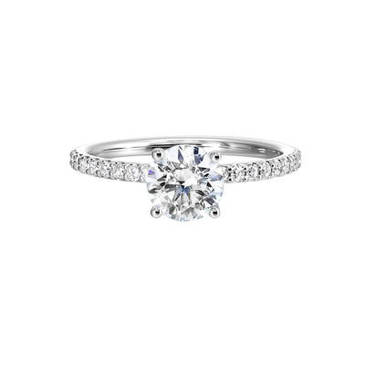 14Kt White Semi Mount 1/5Ctw For 1Ctw Round Center