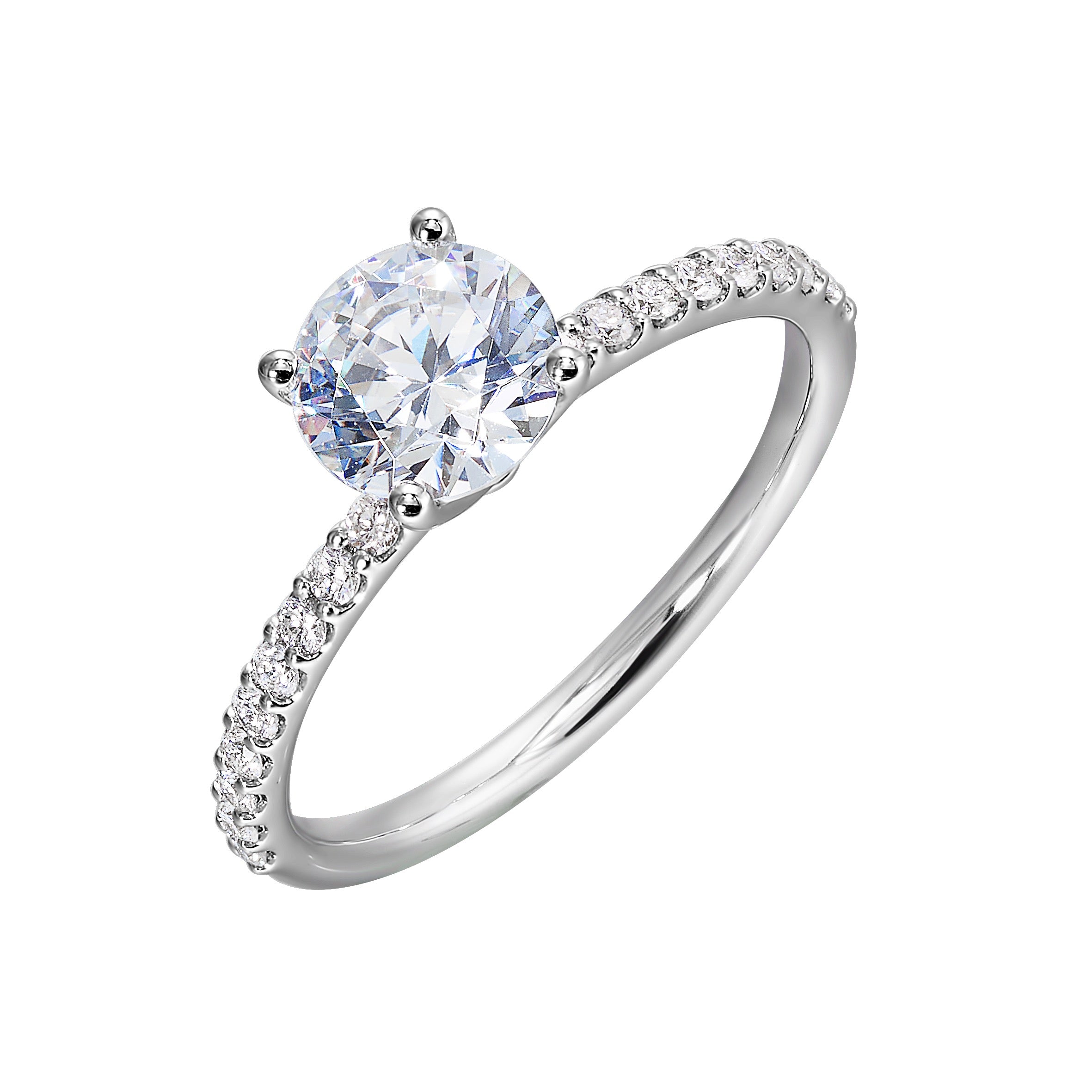 14Kt White Semi Mount 1/5Ctw For 1Ctw Round Center