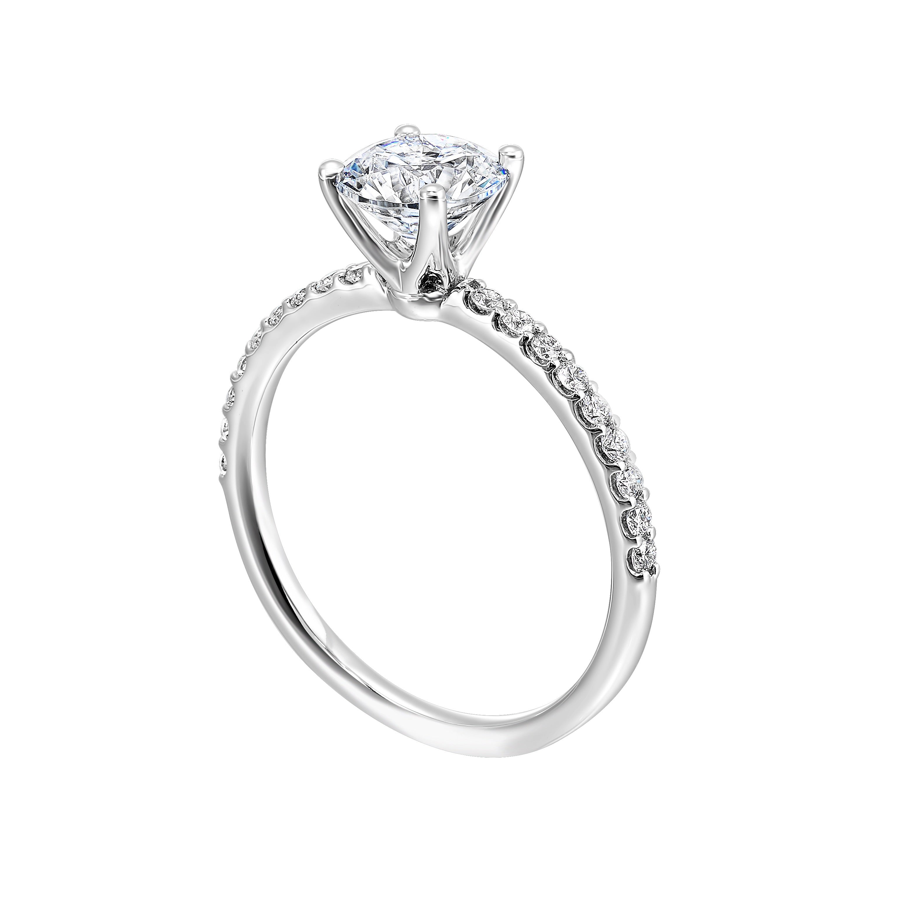 14Kt White Semi Mount 1/5Ctw For 1Ctw Round Center