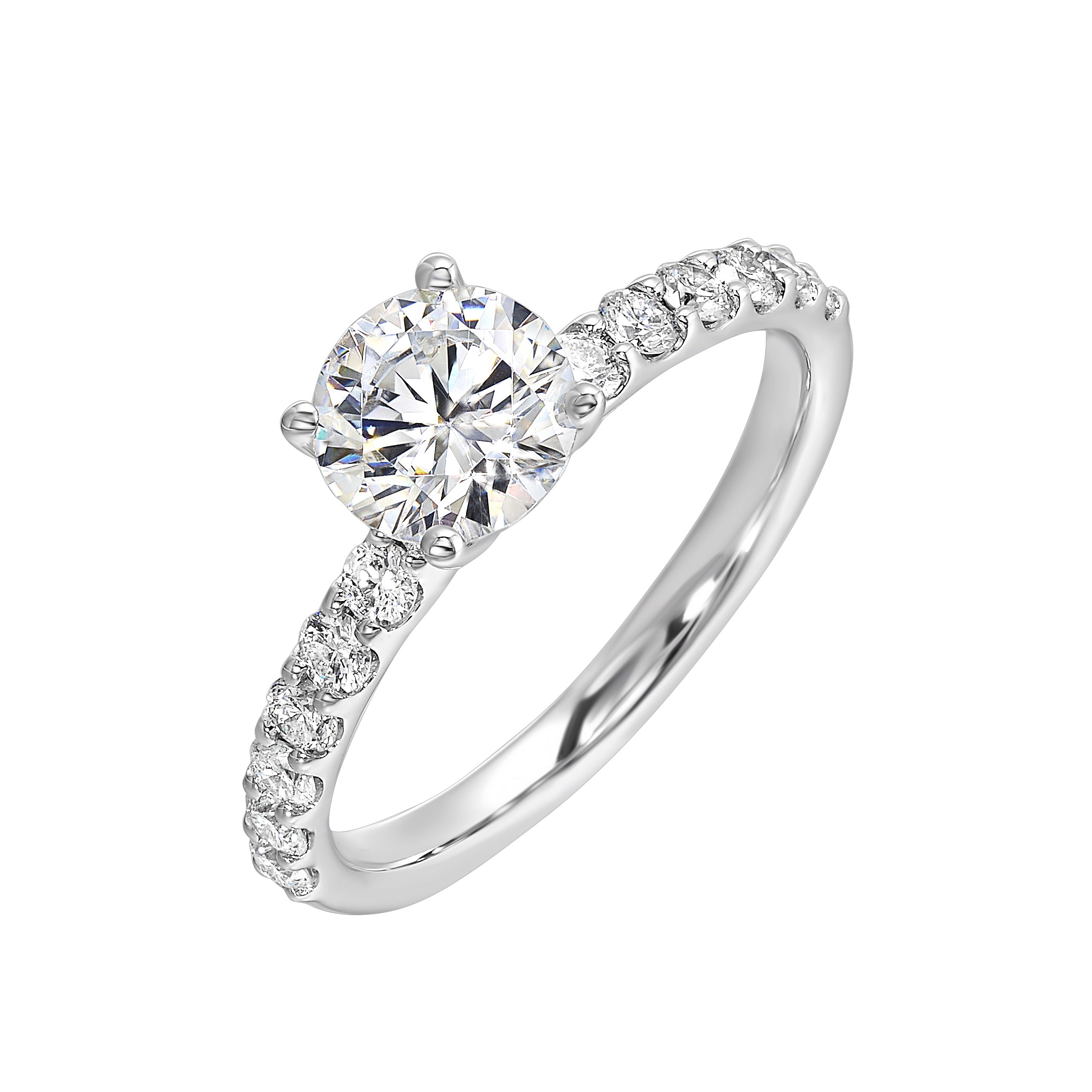14Kt White Semi Mount 3/8Ctw For 1Ctw Round Center