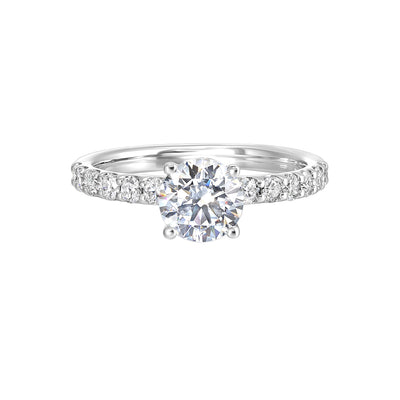 14Kt White Semi Mount 3/8Ctw For 1Ctw Round Center