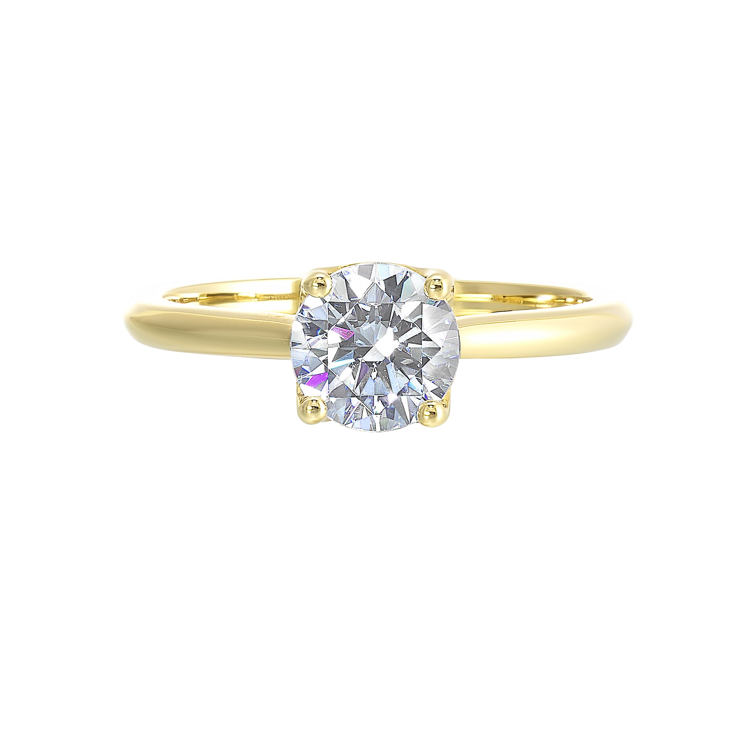 14Kt Yellow Semi Mount 1/25Ctw For 1Ctw Round Center