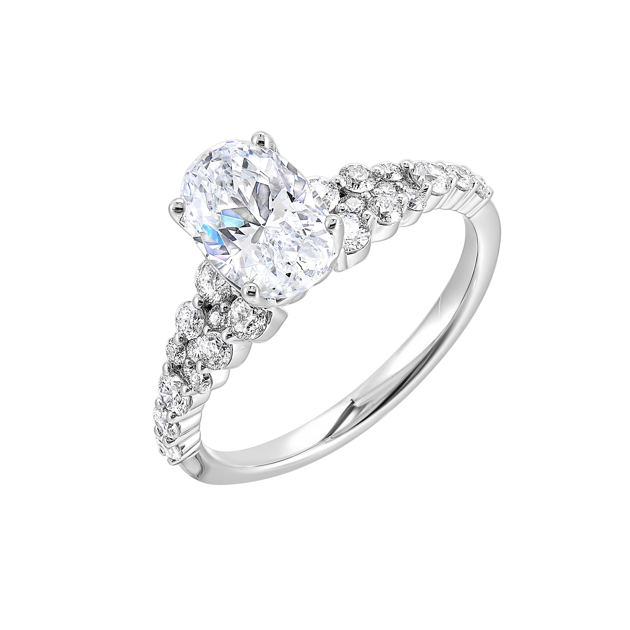 14Kt White Semi Mount 1/2Ctw For 1Ctw Oval Center