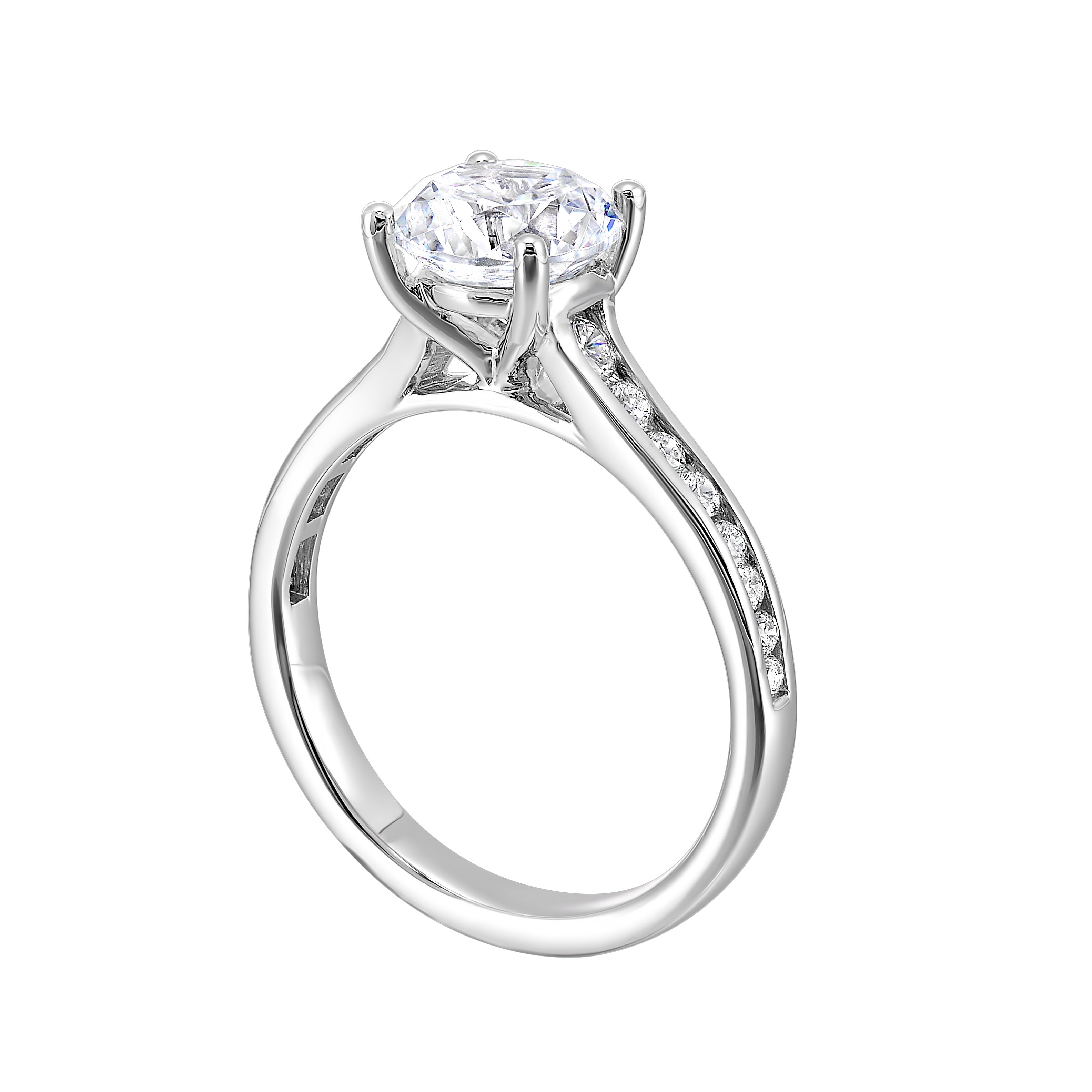 14Kt White Semi Mount 1/3Ctw For 1Ctw Round Center