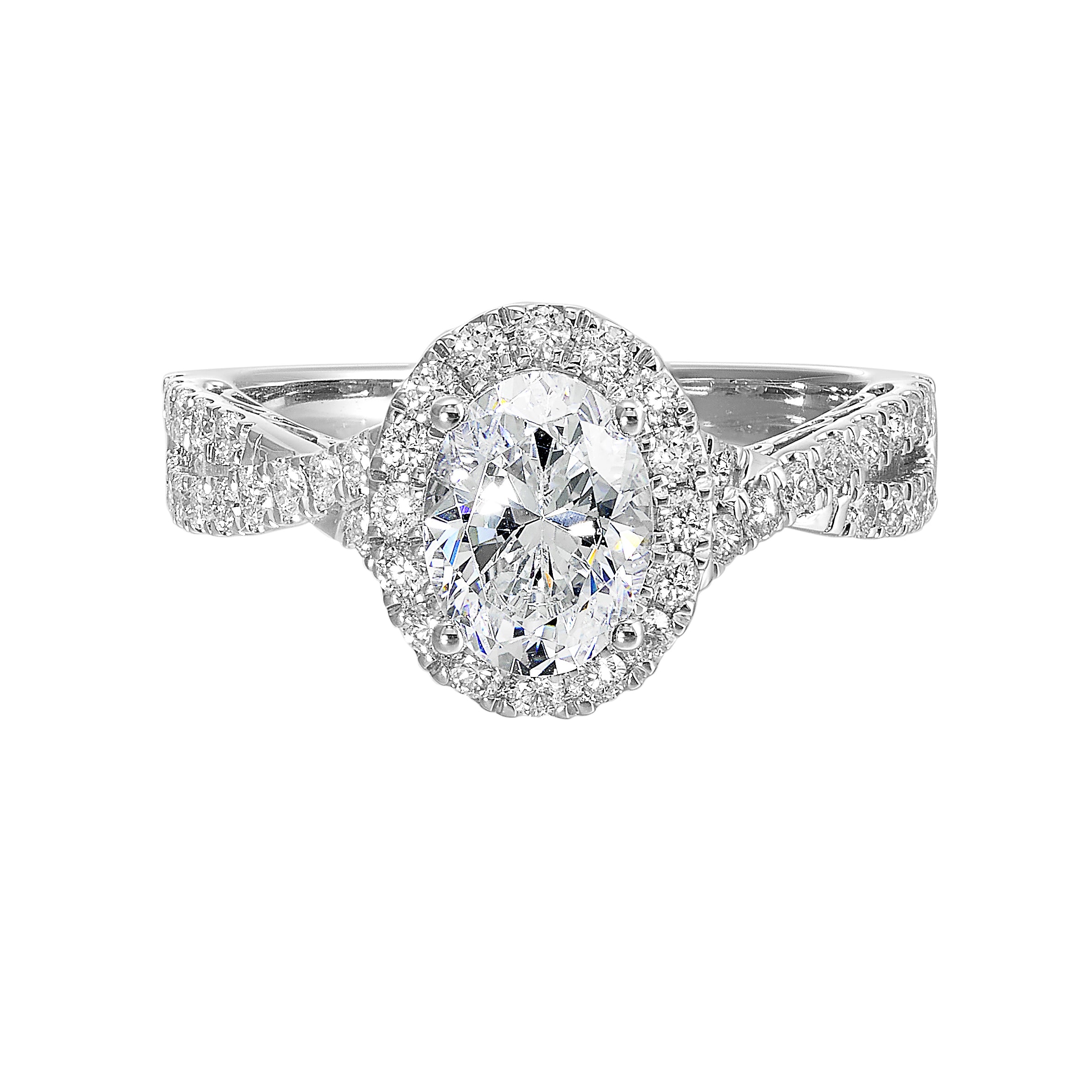14Kt White Semi Mount 1/2Ctw For 1Ctw Oval Center