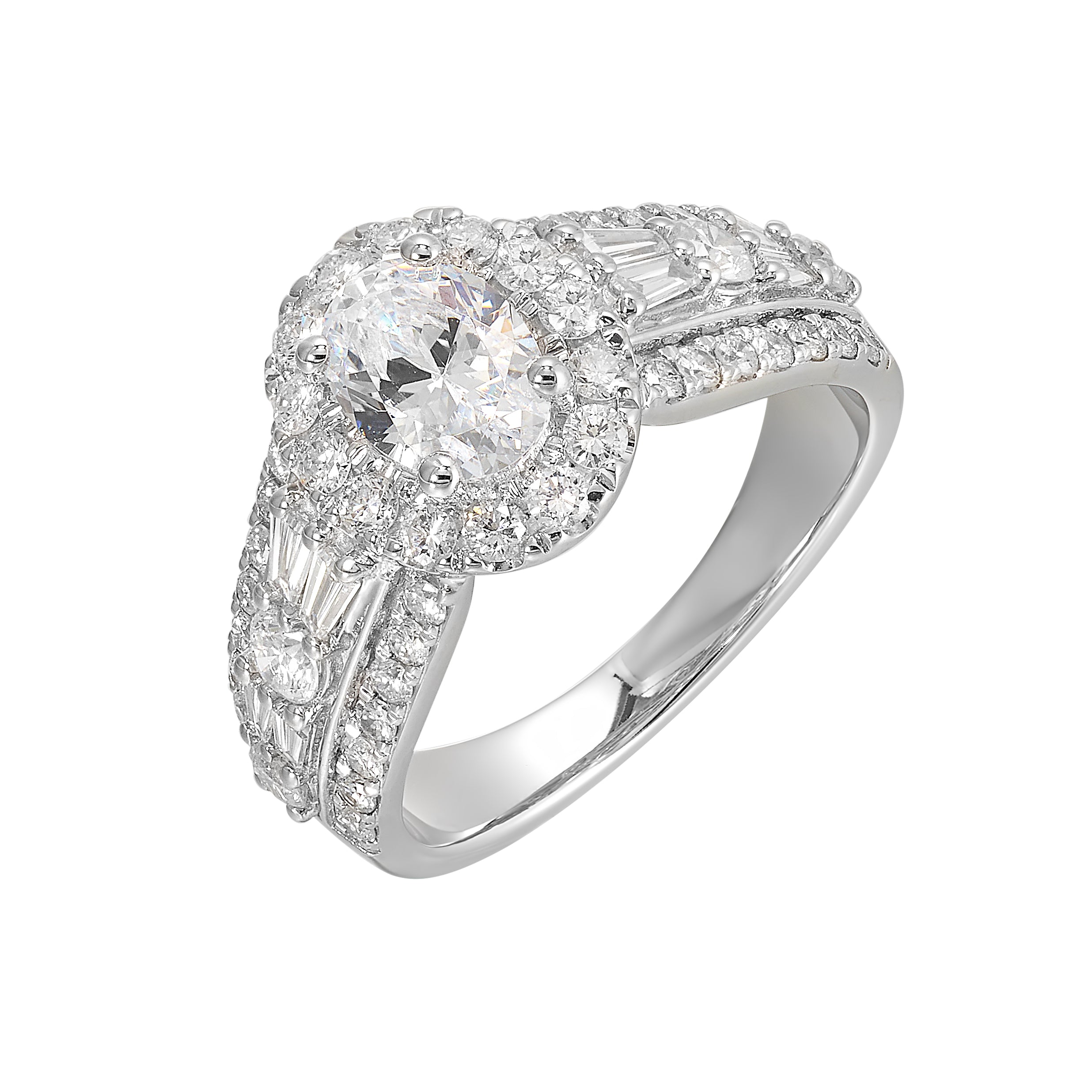 14Kt White Semi Mount 1 1/7Ctw For 1Ctw Oval Center