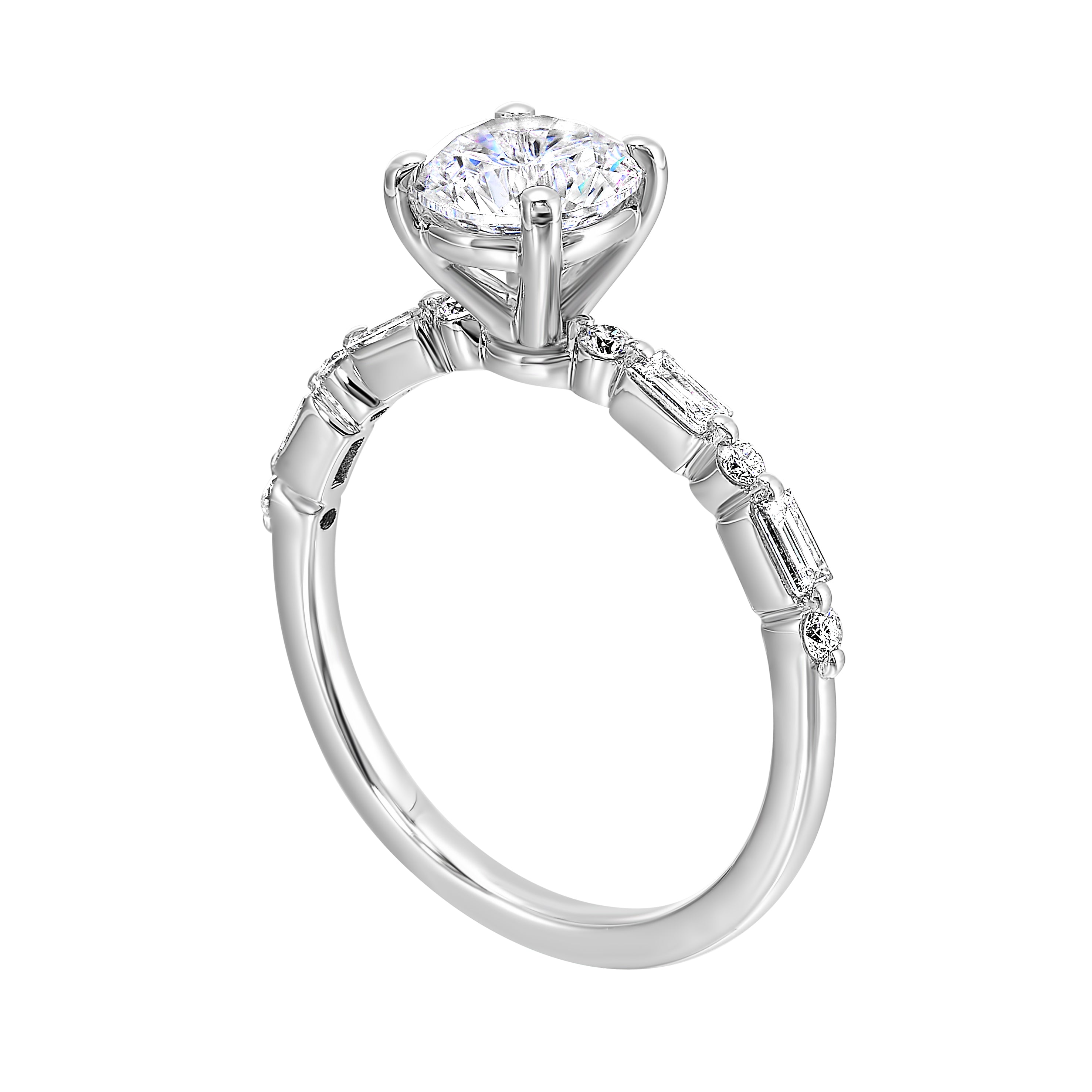 14Kt White Semi Mount 1/4Ctw For 1Ctw Round Center