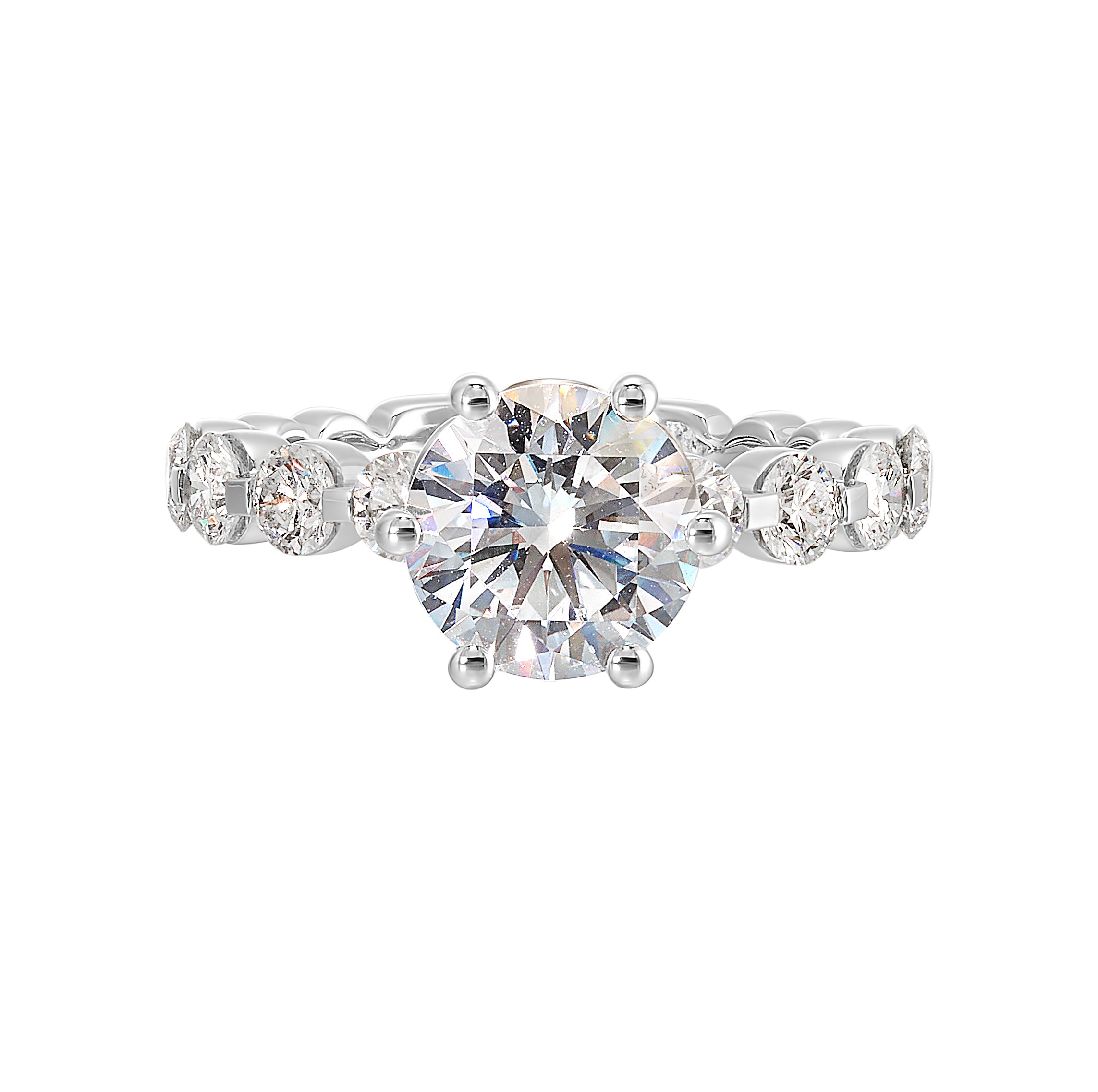 14Kt White Semi Mount 7/8Ctw For 2Ctw Round Center