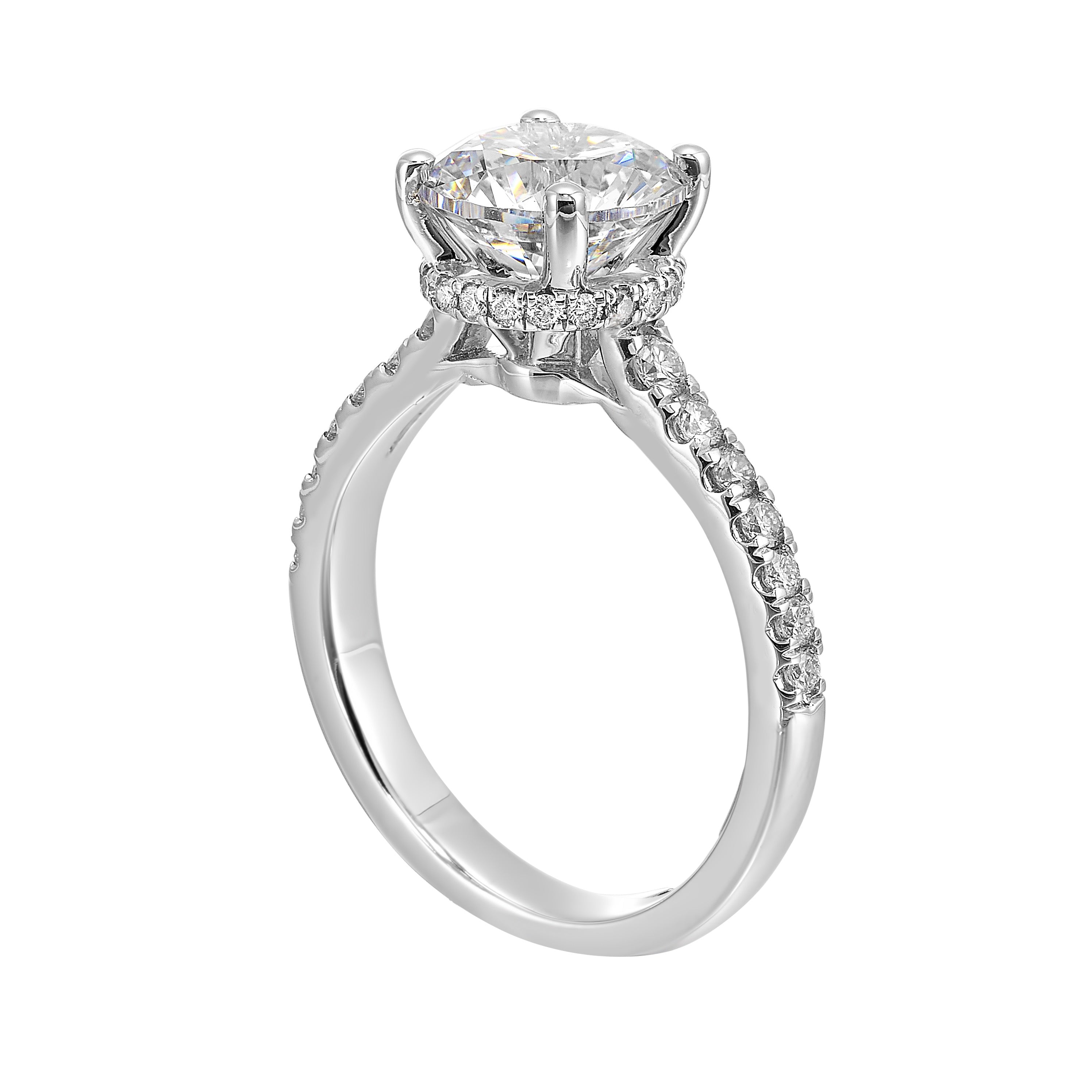 14Kt White Semi Mount 3/8Ctw For 2Ctw Round Center