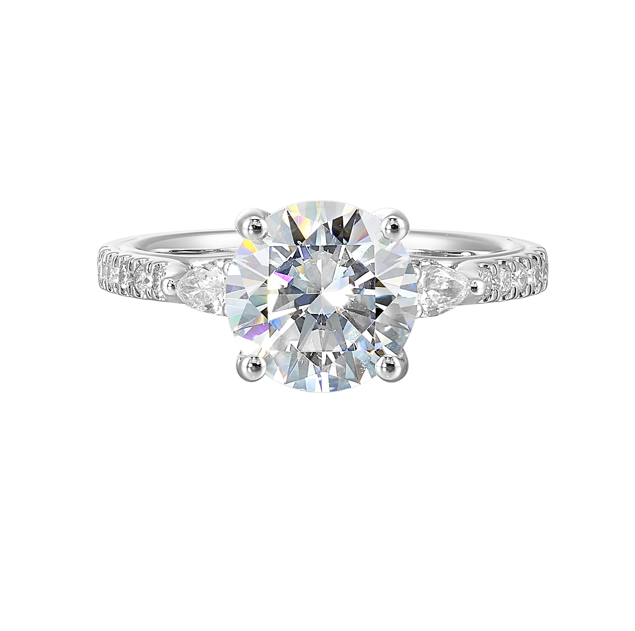 14Kt White Semi Mount 3/8Ctw For 2Ctw Round Center