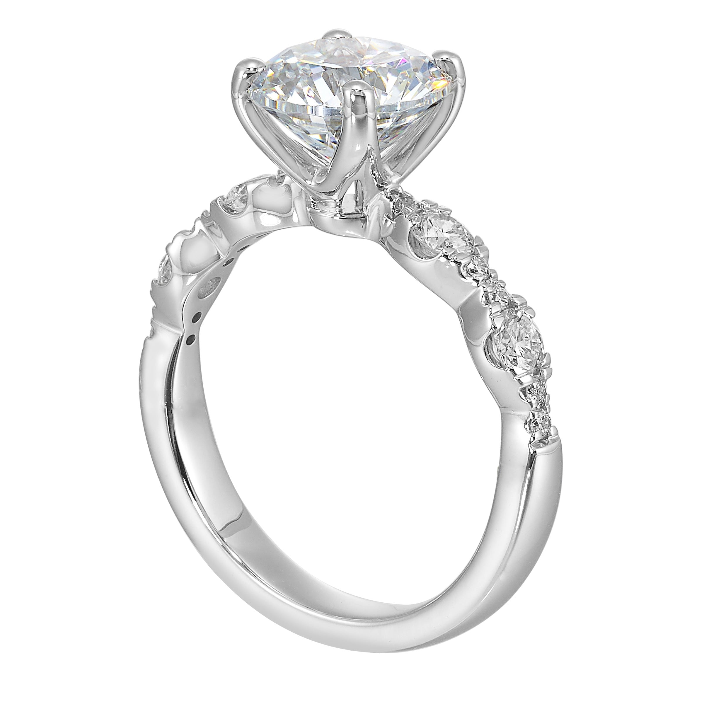 14Kt White Semi Mount 1/2Ctw For 2Ctw Round Center