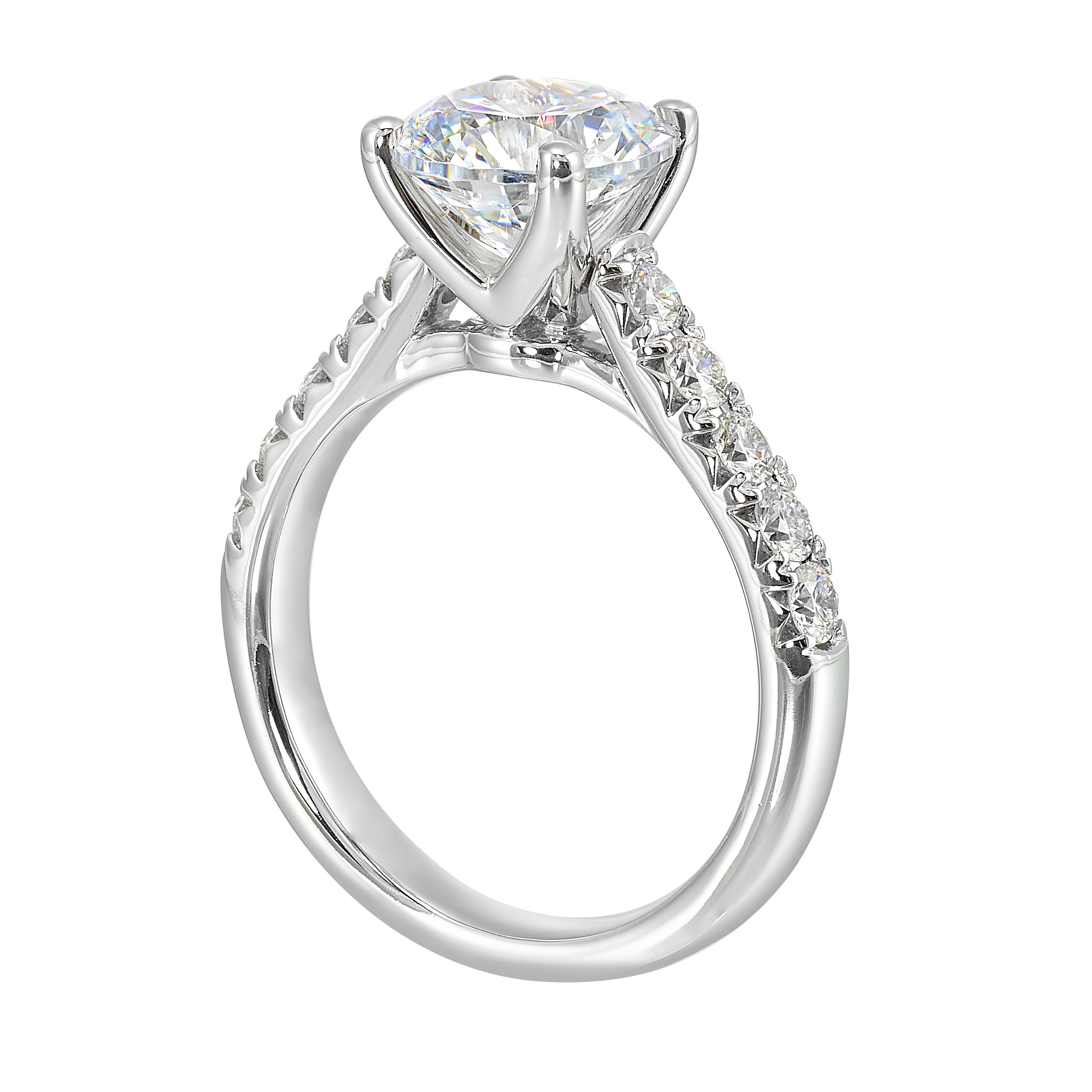 14Kt White Semi Mount 1/2Ctw For 2Ctw Round Center