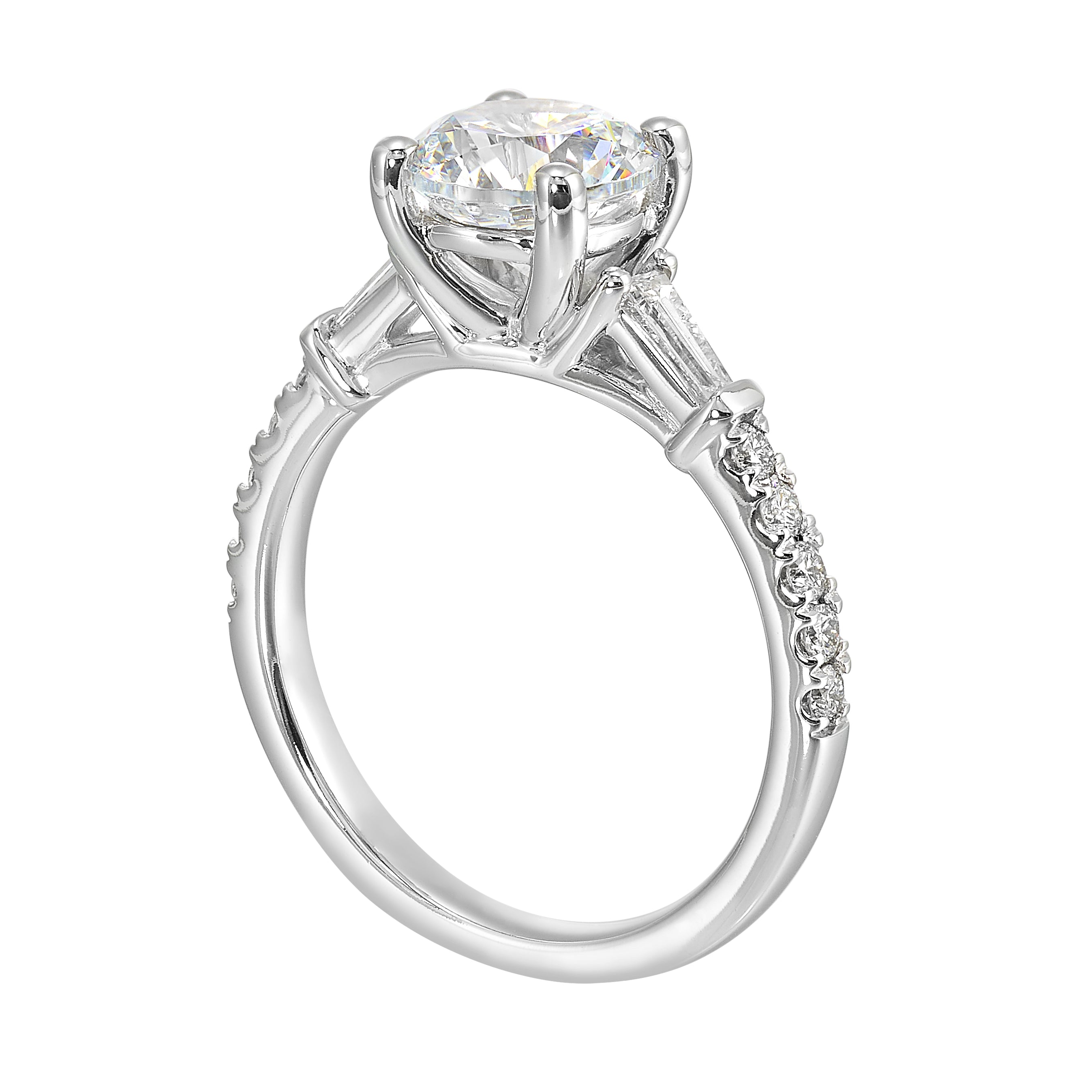14Kt White Semi Mount 3/8Ctw For 1 1/2Ctw Round Center