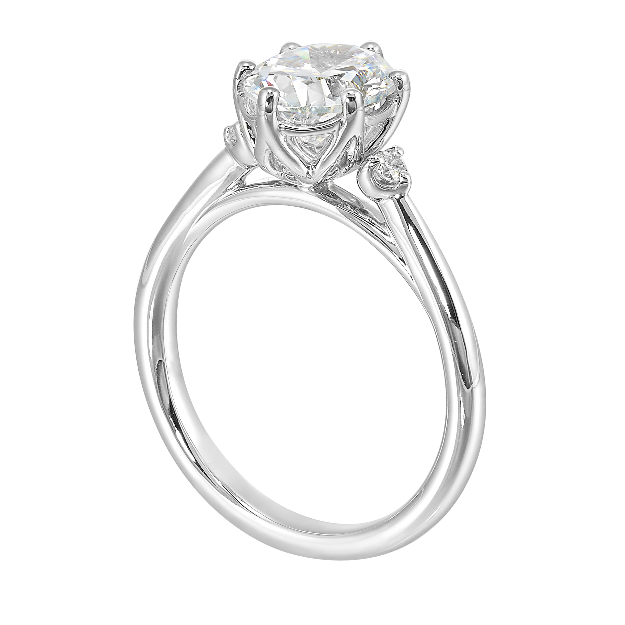 14Kt White Semi Mount 1/15Ctw For 2Ctw Oval Center