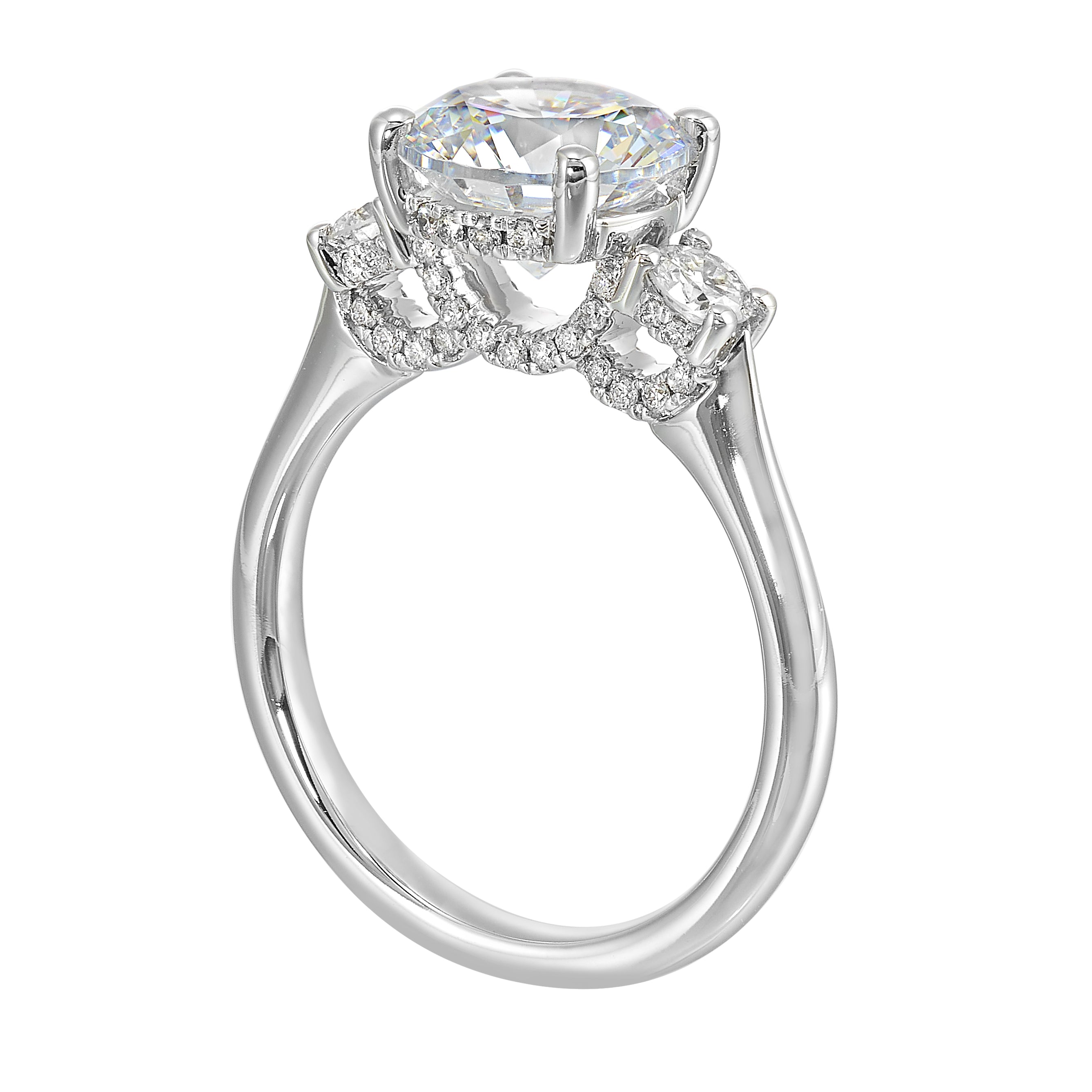 14Kt White Semi Mount 1/2Ctw For 2Ctw Round Center