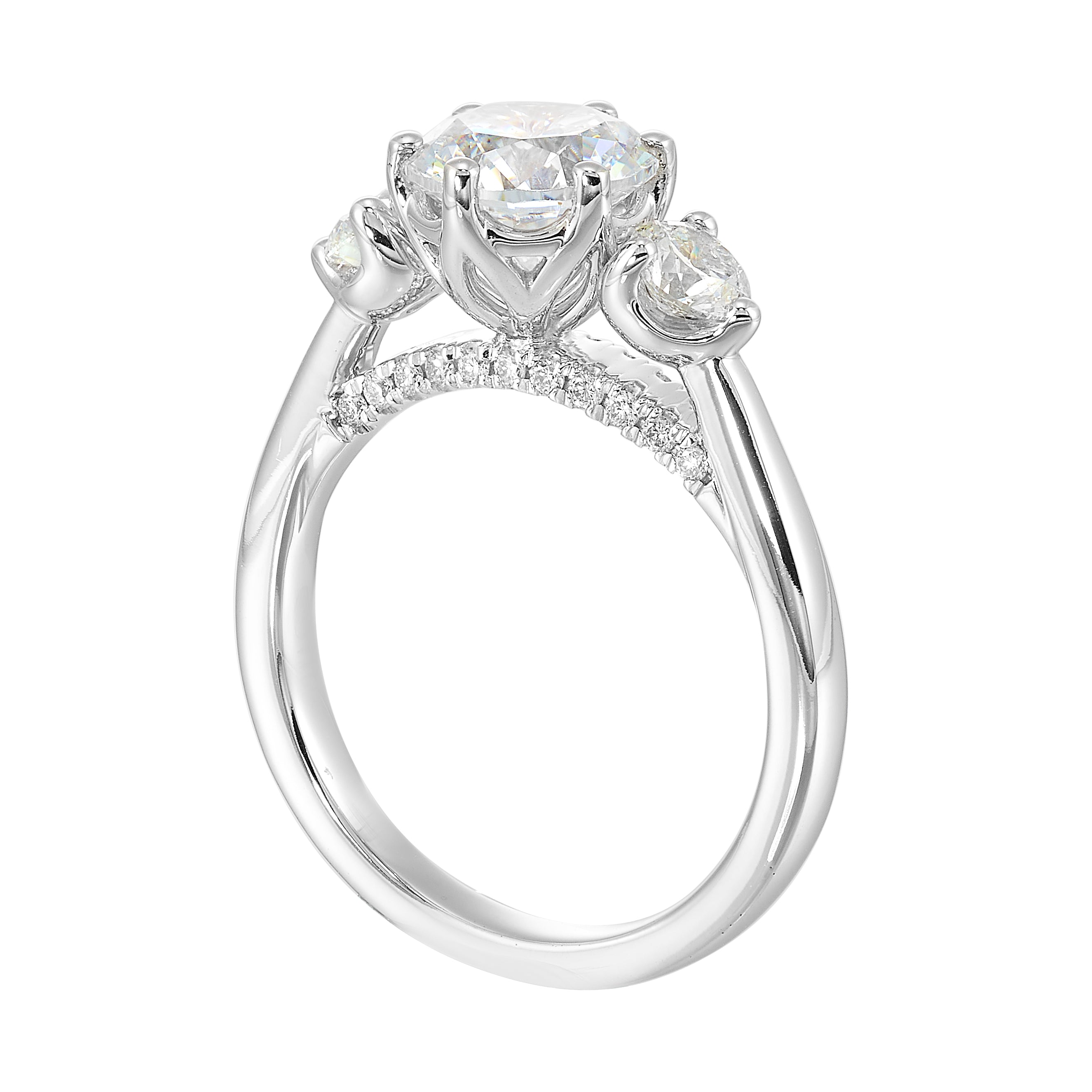 14Kt White Semi Mount 5/8Ctw For 1 1/2Ctw Round Center