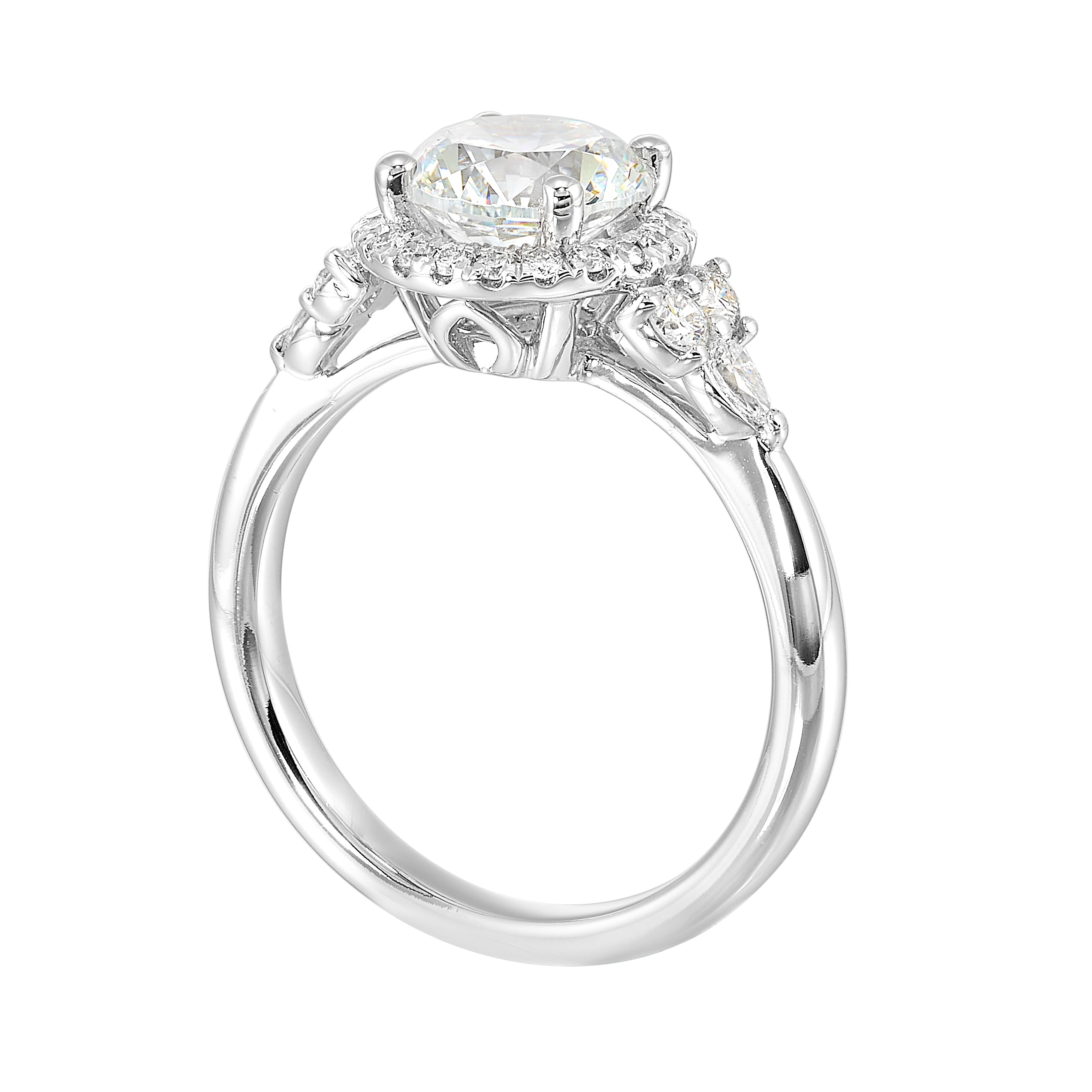 14Kt White Semi Mount 3/8Ctw For 1 1/2Ctw Round Center