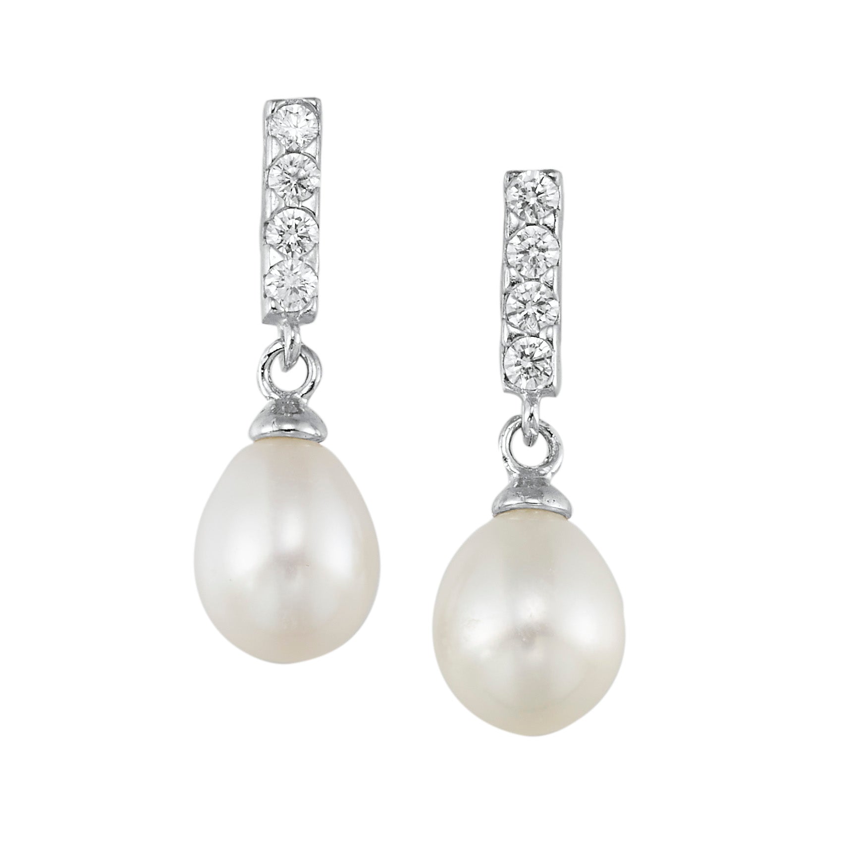Silver White & Pearl 1 1/2Ctw Earring