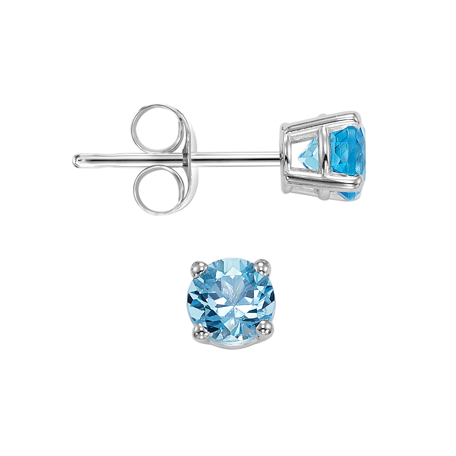 14Kt White Gold Blue Topaz 1Ctw Earring