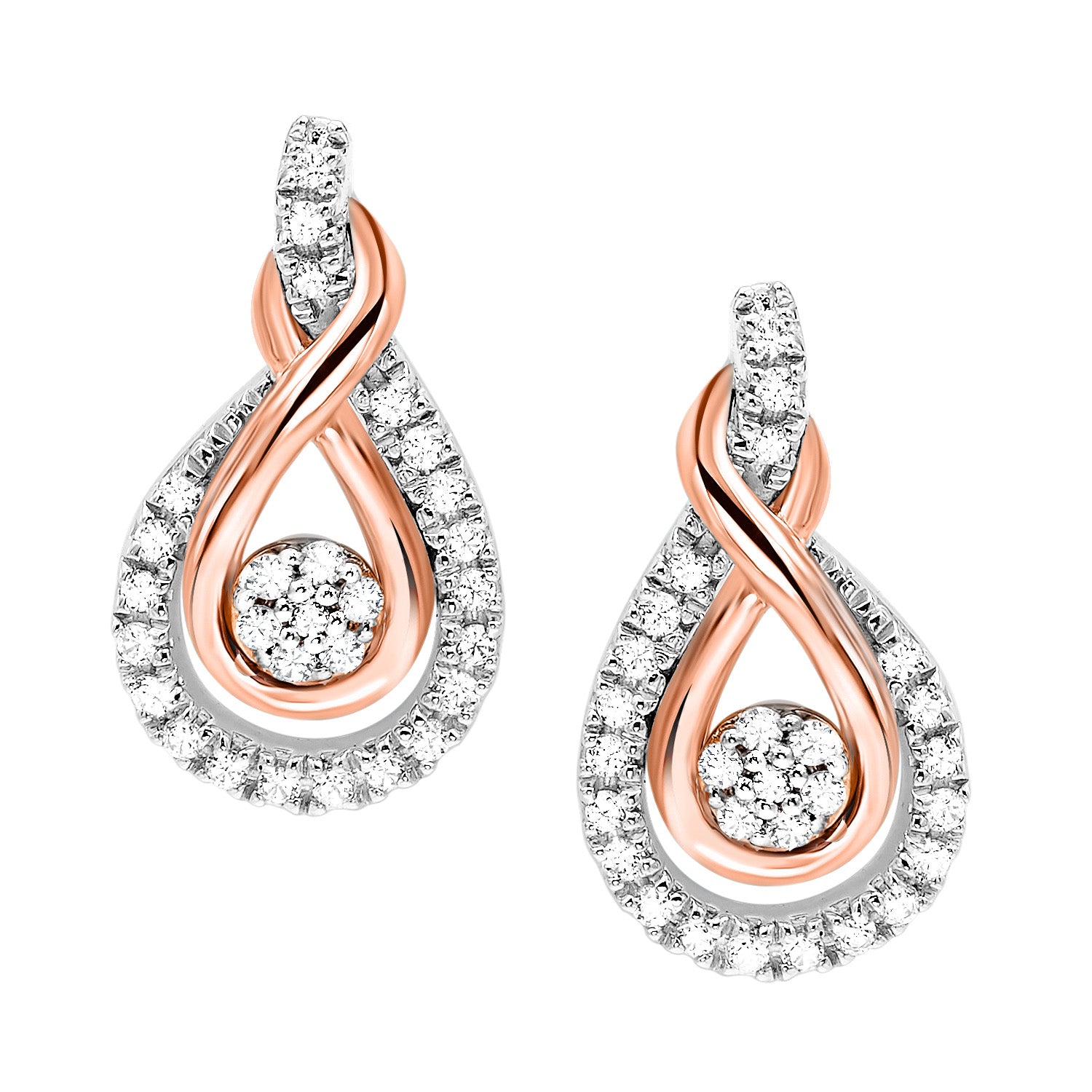 Gold Silver White Rose Diamond 1/5Ctw Earring