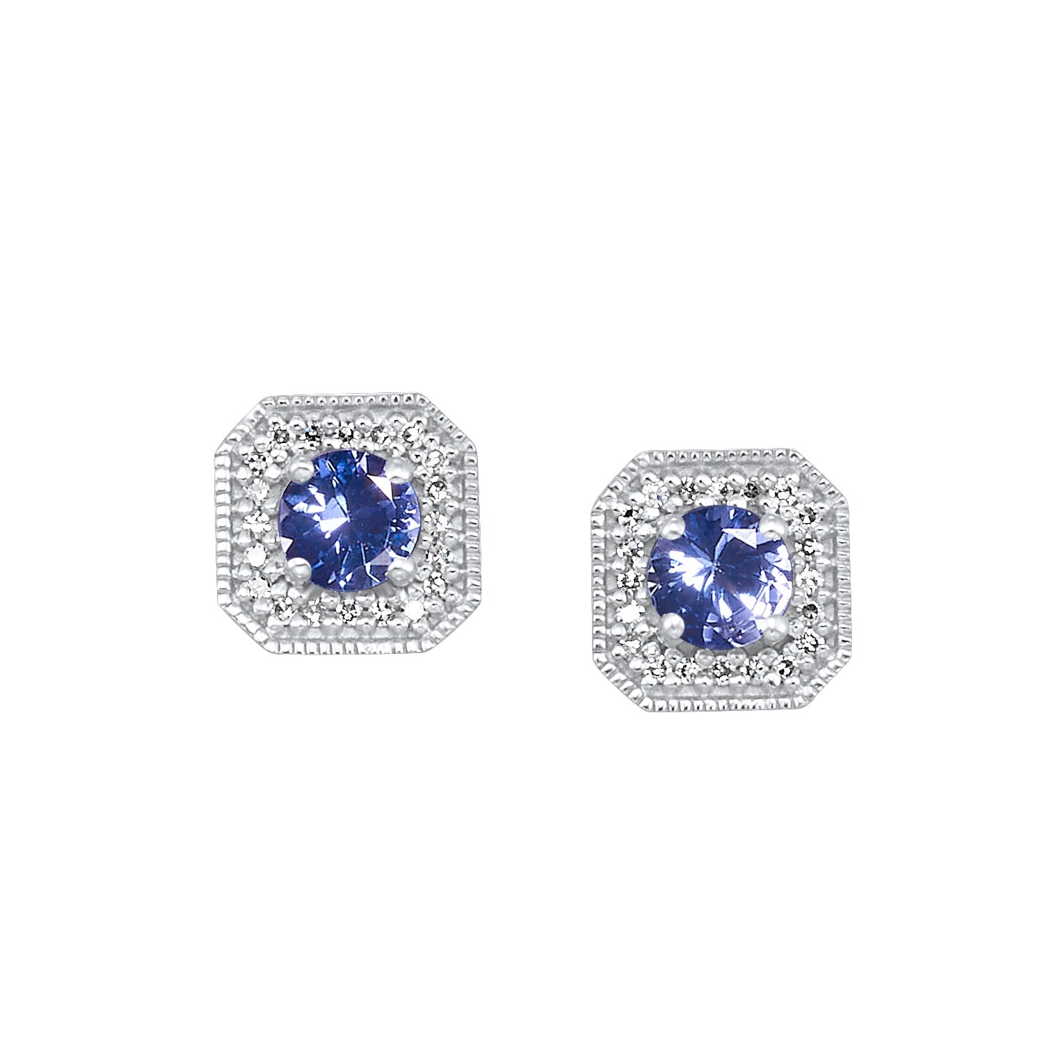 10Kt White Gold Diamond 1/10Ctw & Syn Alexandrite 3/8Ctw Earring