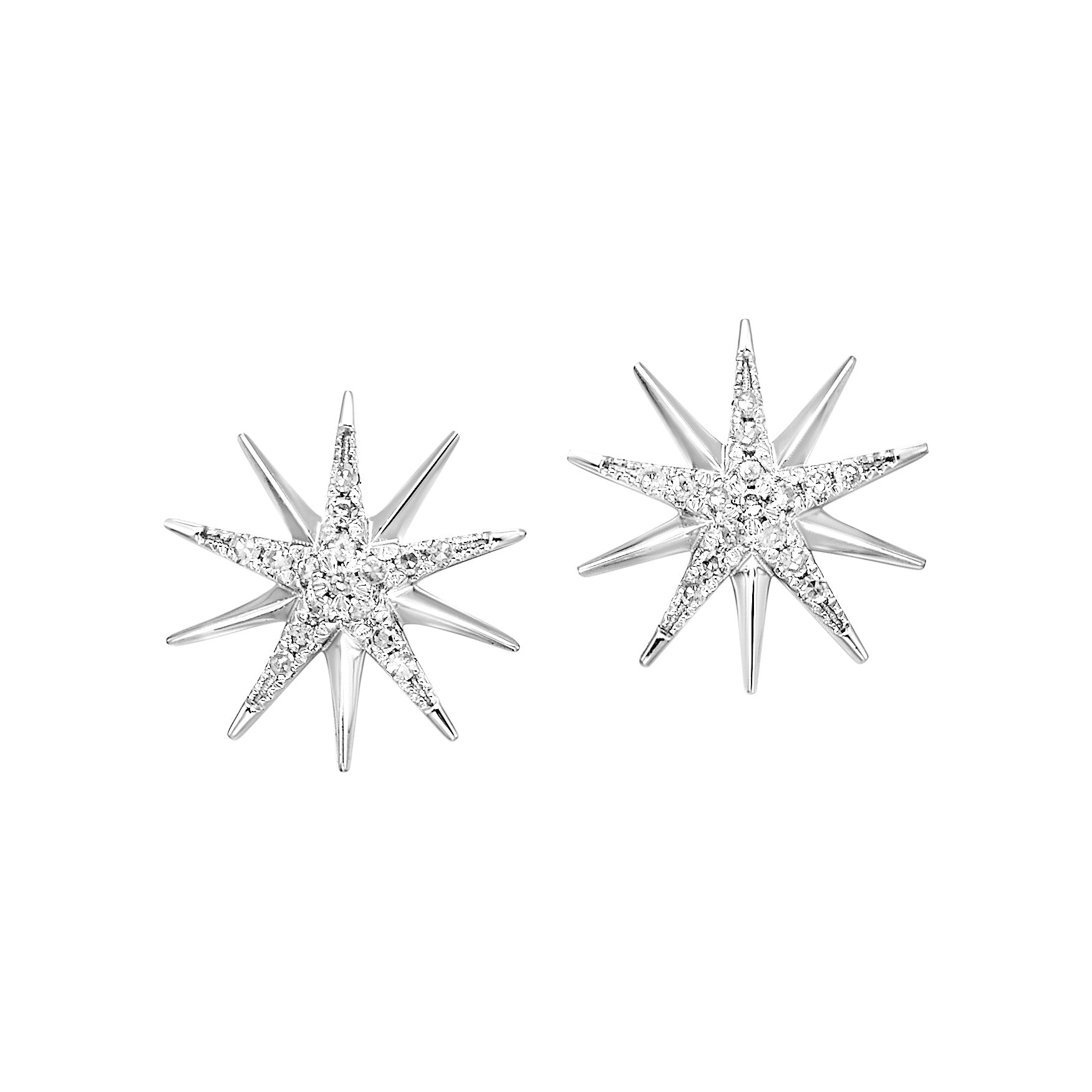 Silver White Diamond 1/10Ctw Earring