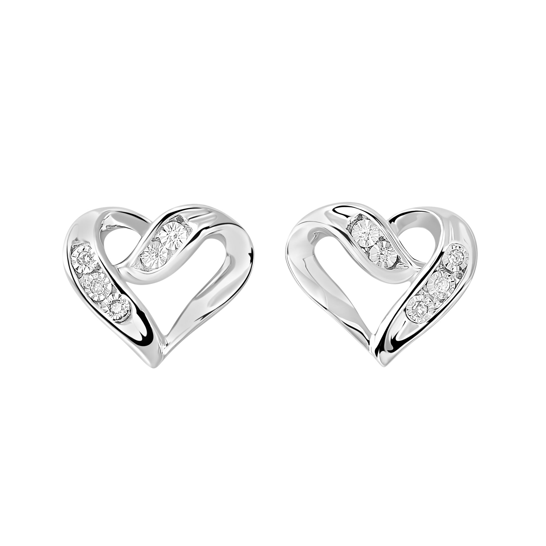 Silver White Diamond 1/50Ctw Earring