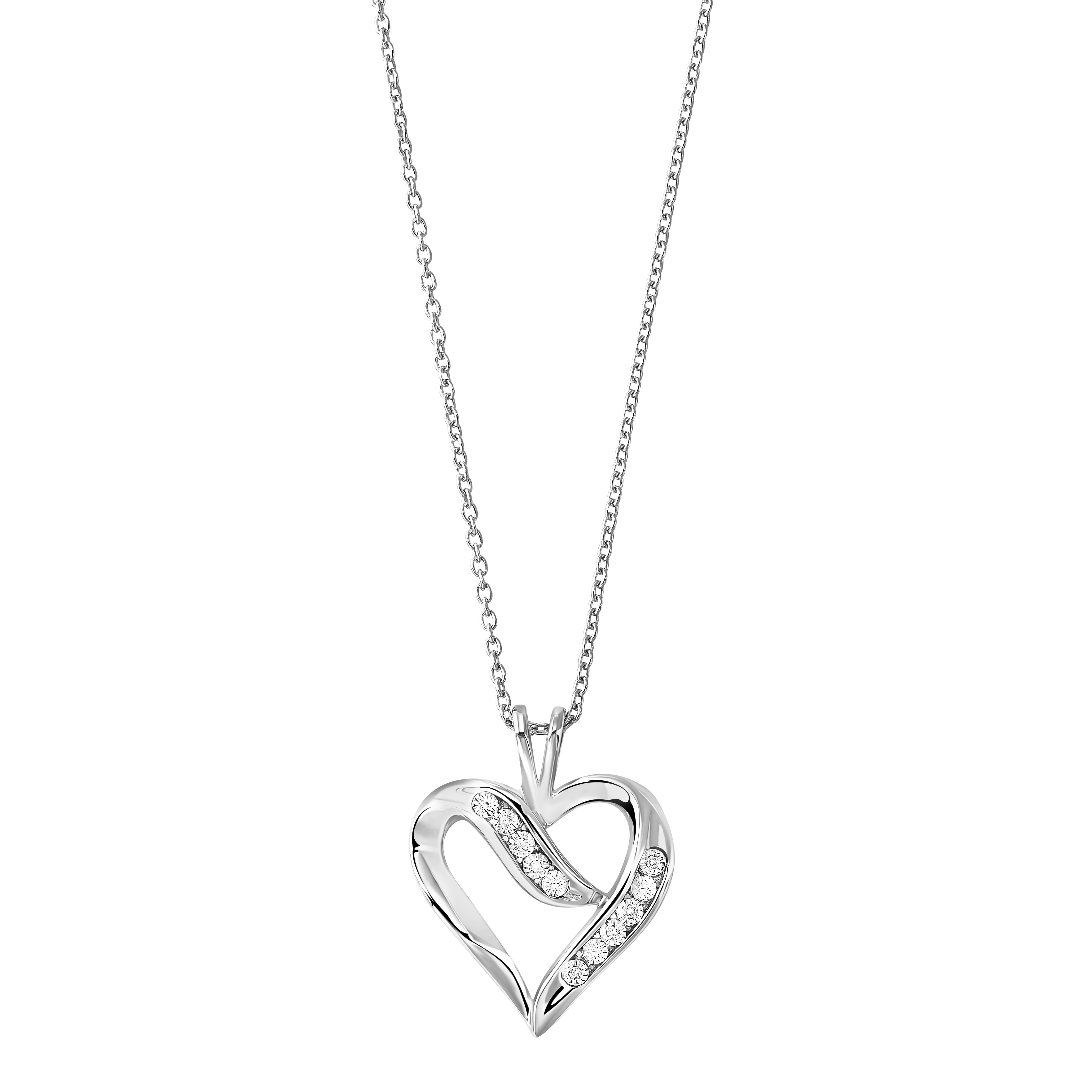 Silver White Diamond 1/50Ctw Pendant