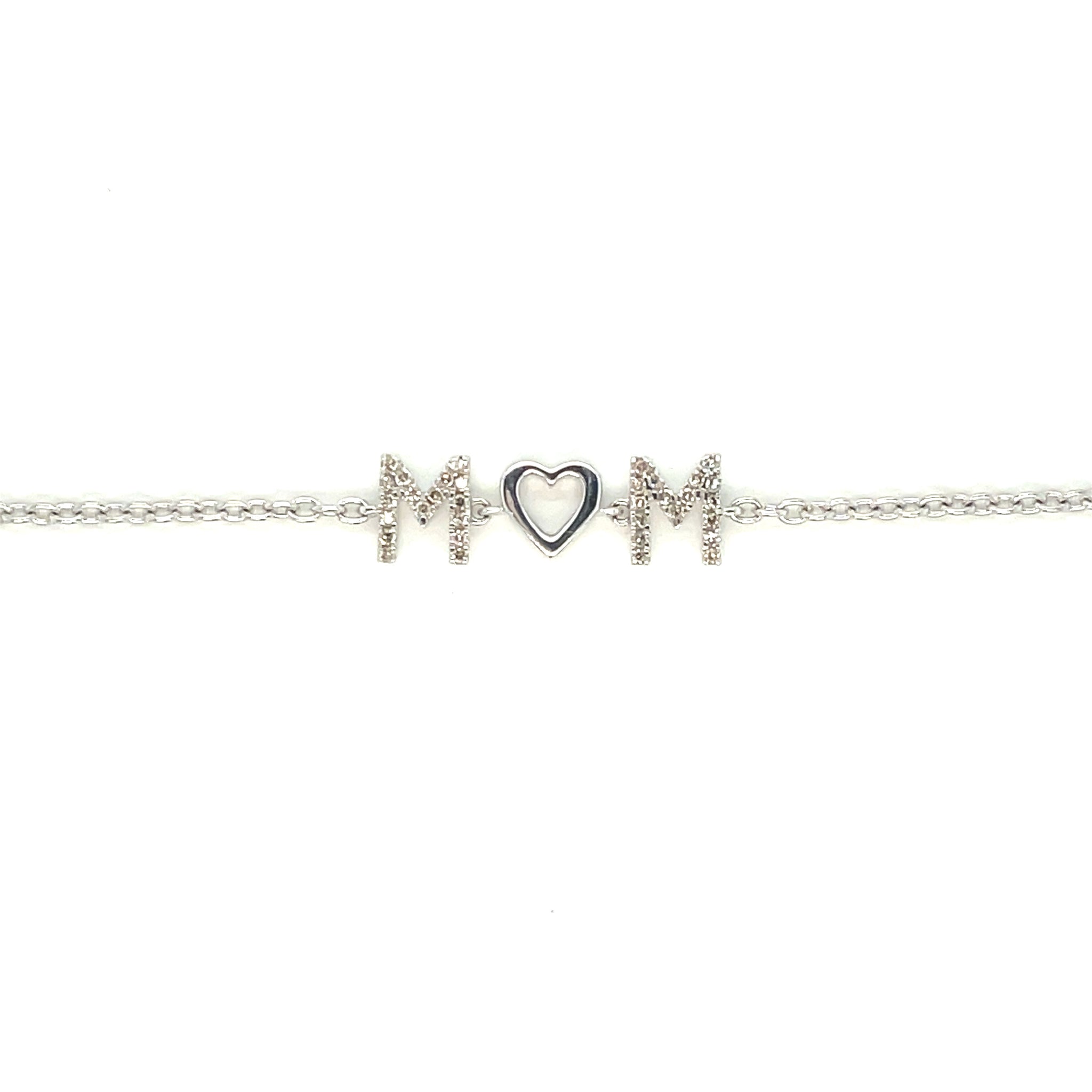 Sterling Silver MOM Mother and Daughter Heart Polished Adjustable Bracelet  | eBay