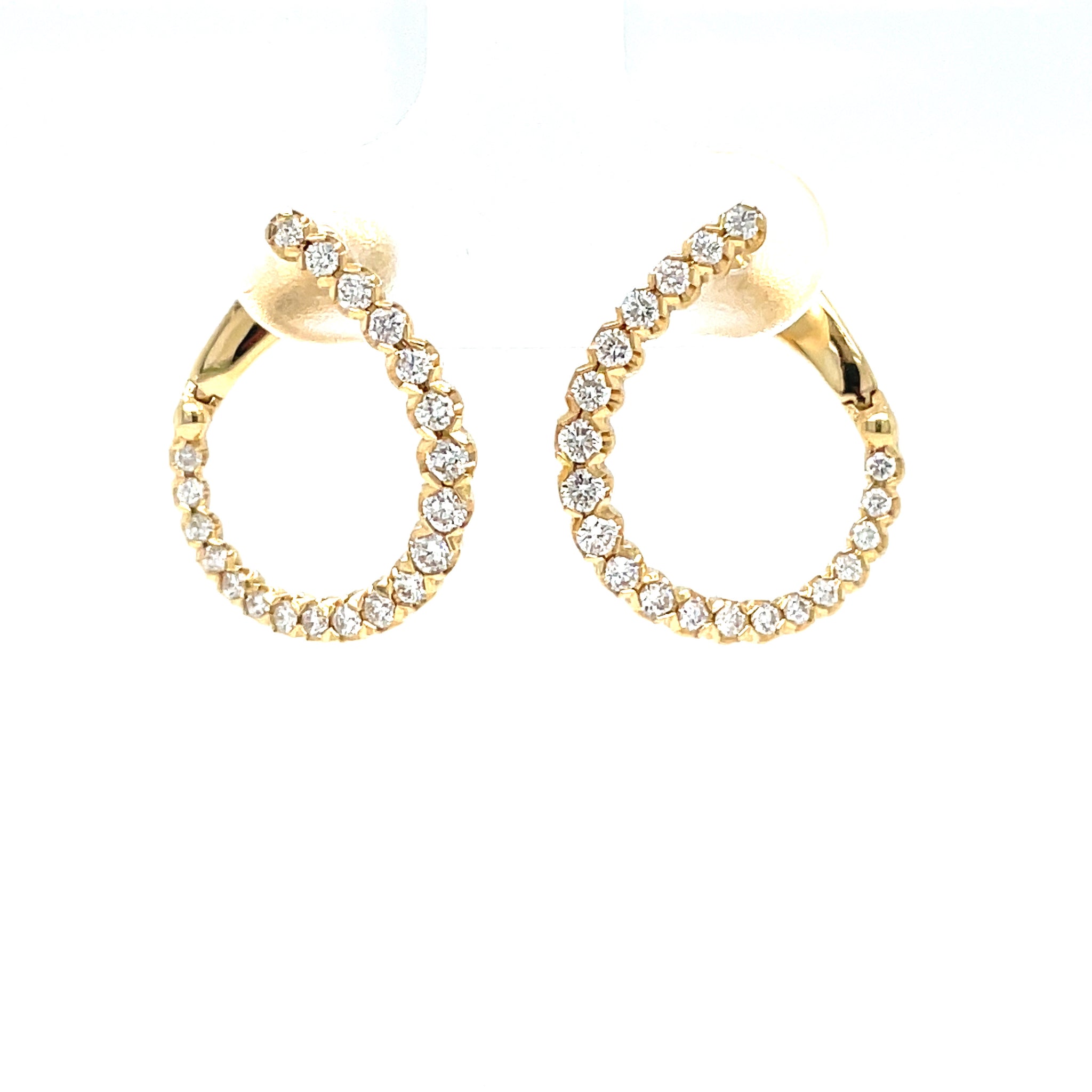 14k Yellow Gold Medium Diamond Hoop Earrings