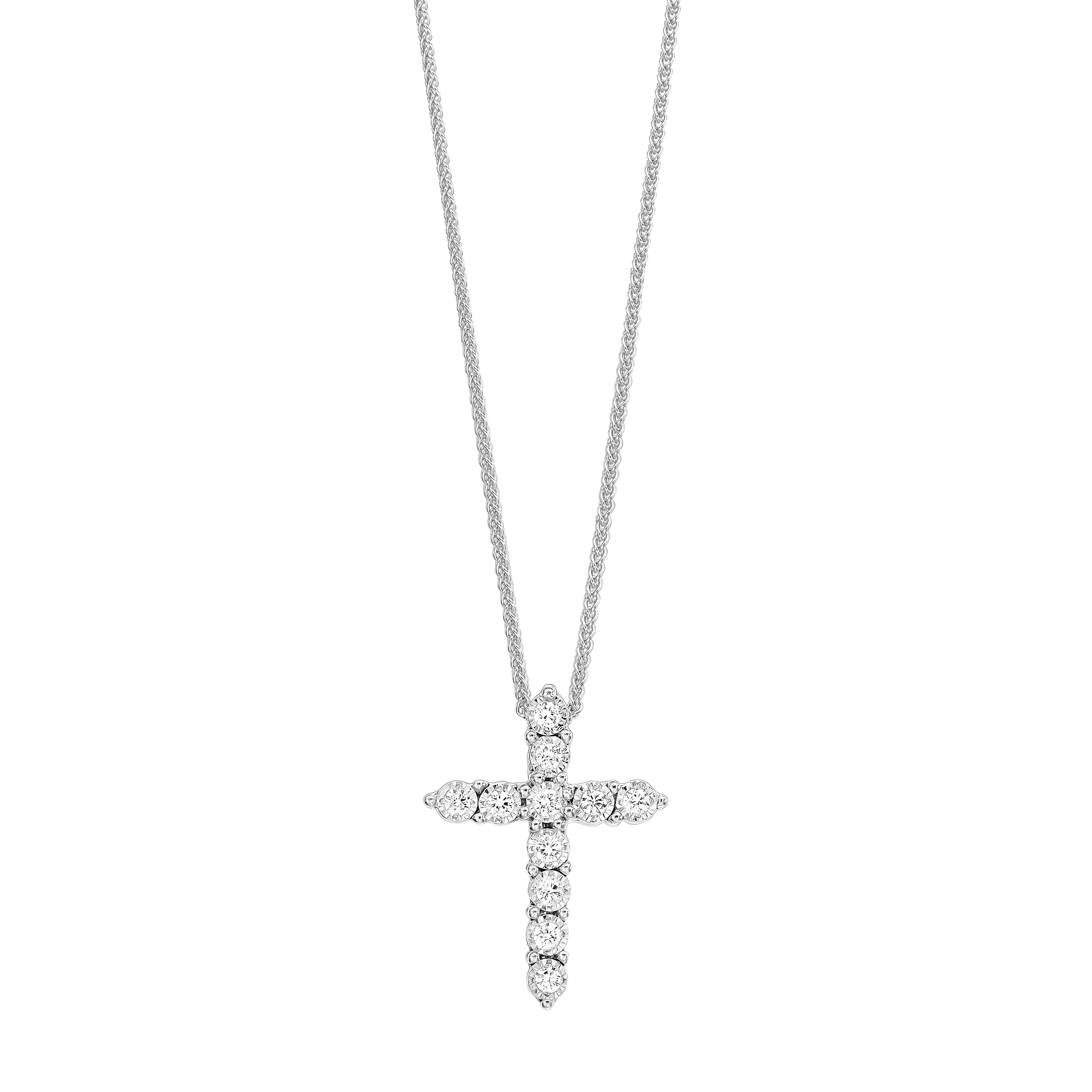 Silver White Diamond 1/10Ctw Pendant