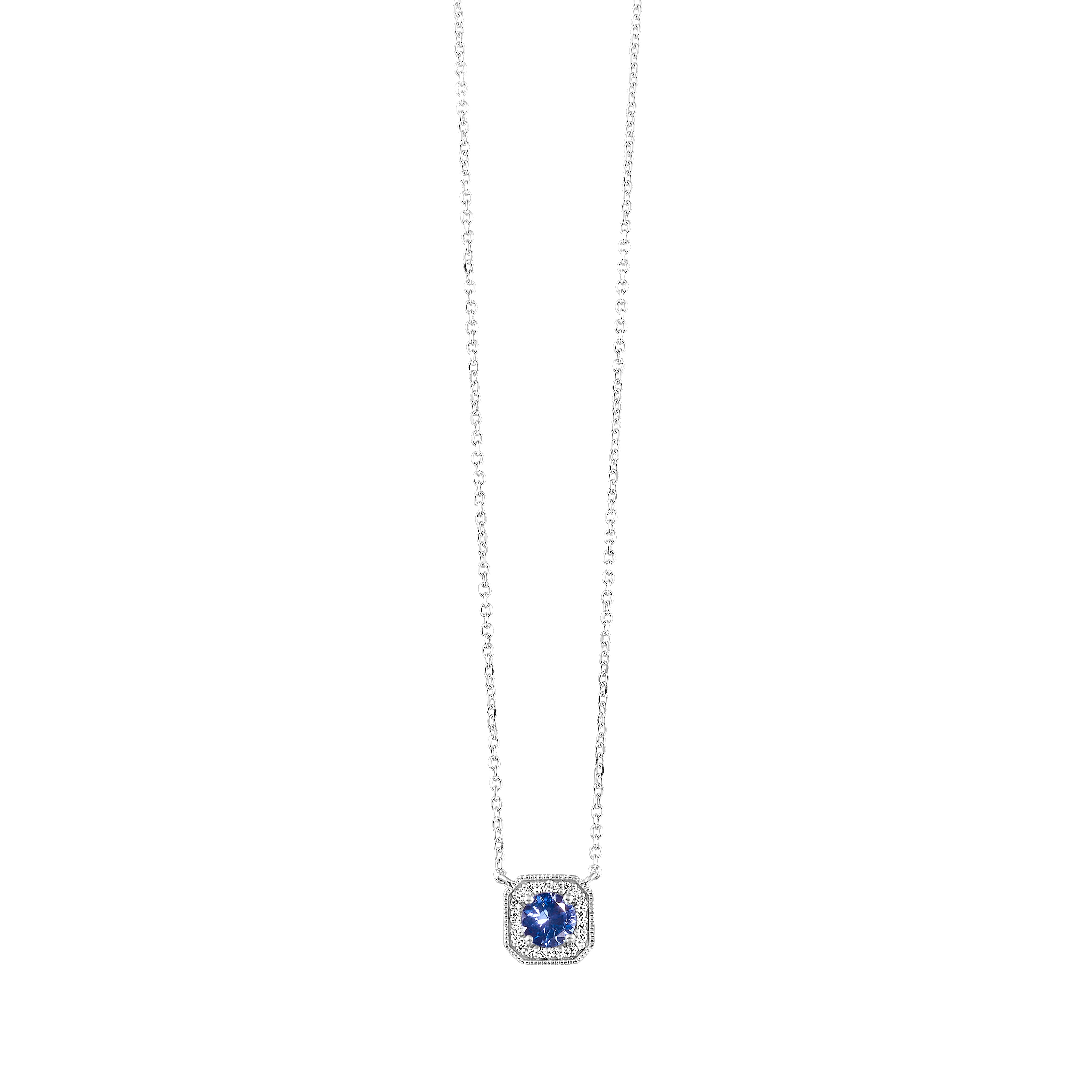 10Kt White Gold Diamond 1/15Ctw & Syn Alexandrite 1/3Ctw Pendant