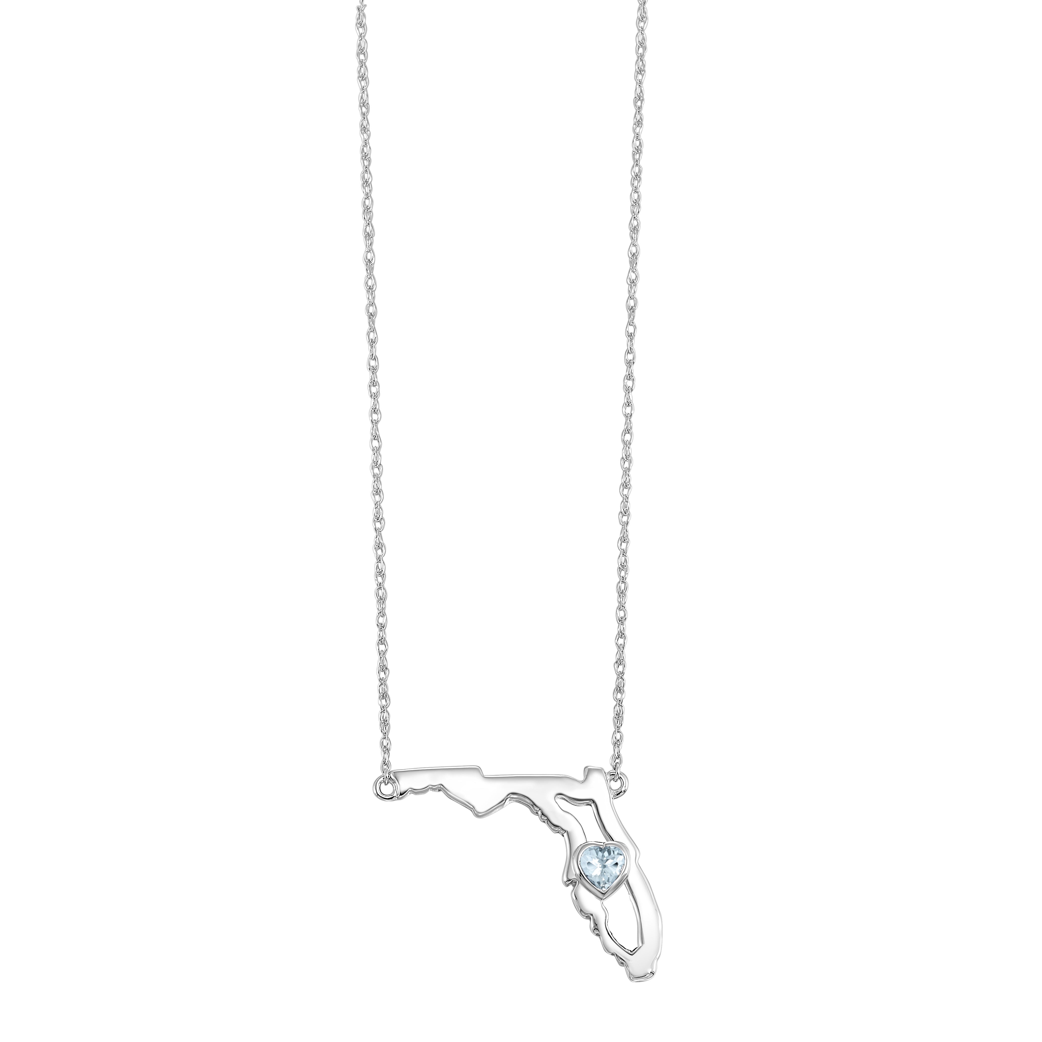 14Kt White Gold Aquamarine 1/6Ctw Pendant