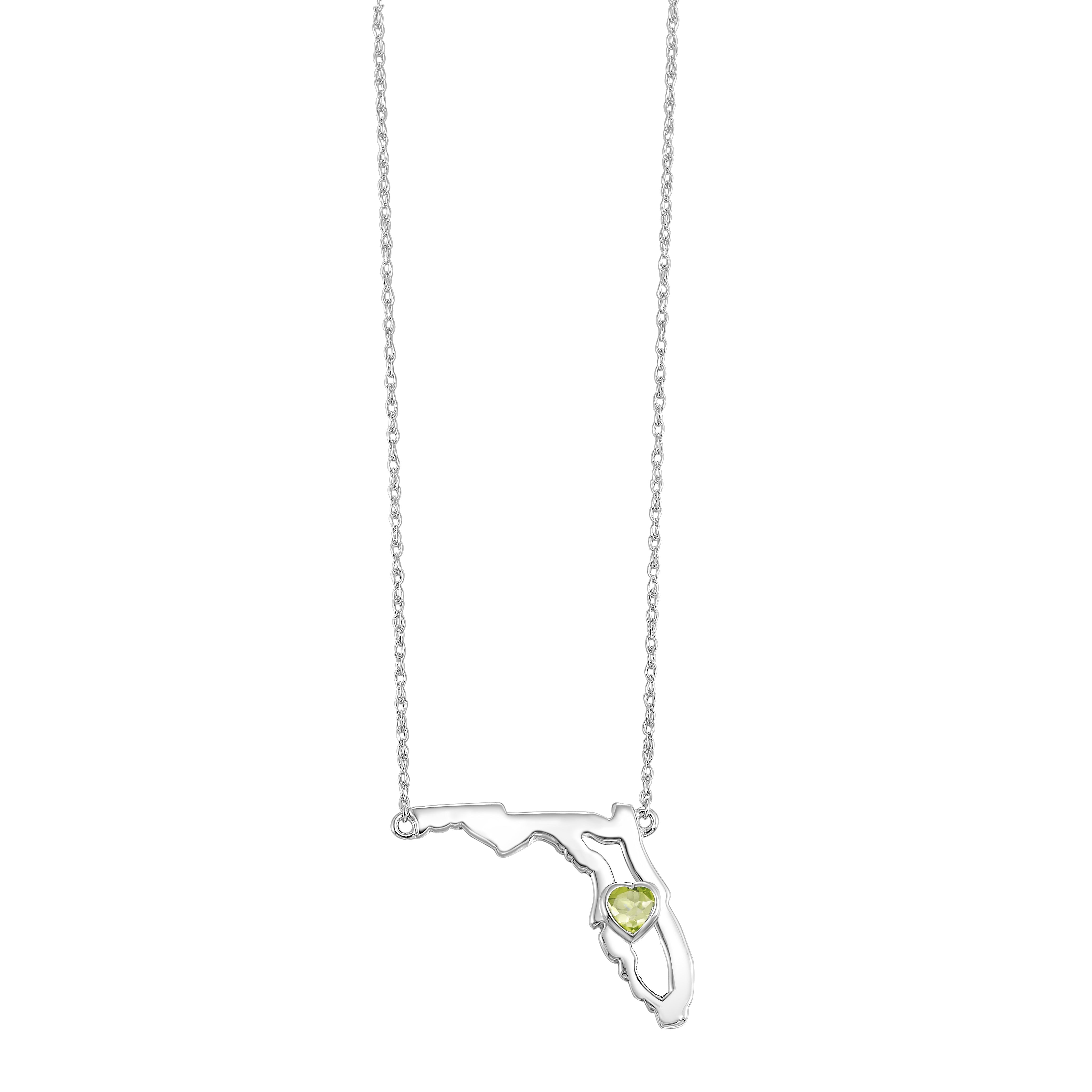 14Kt White Gold Peridot 1/6Ctw Pendant